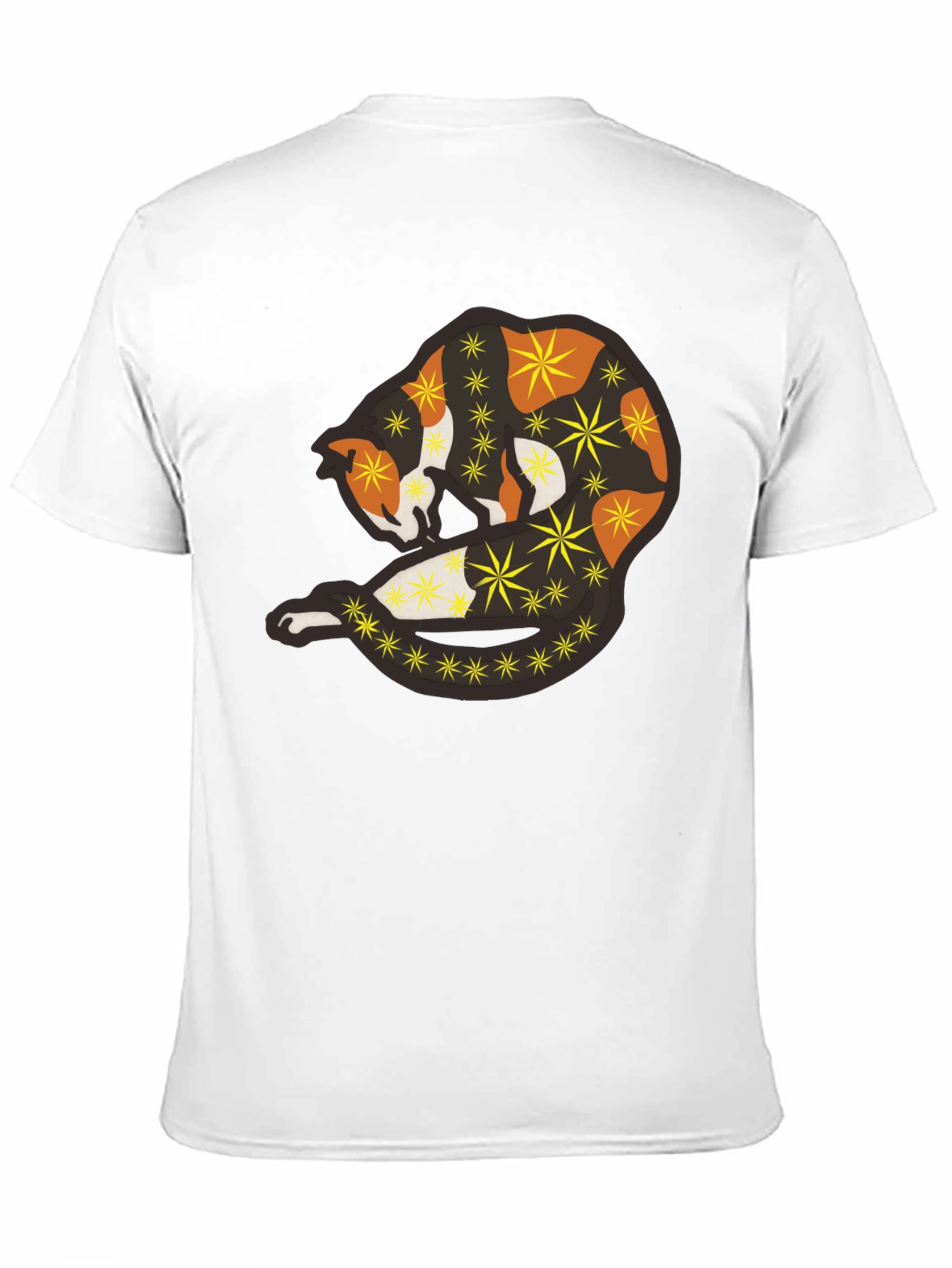 Abstract Cat Starry Graphic Tee - Black Unisex Shirt