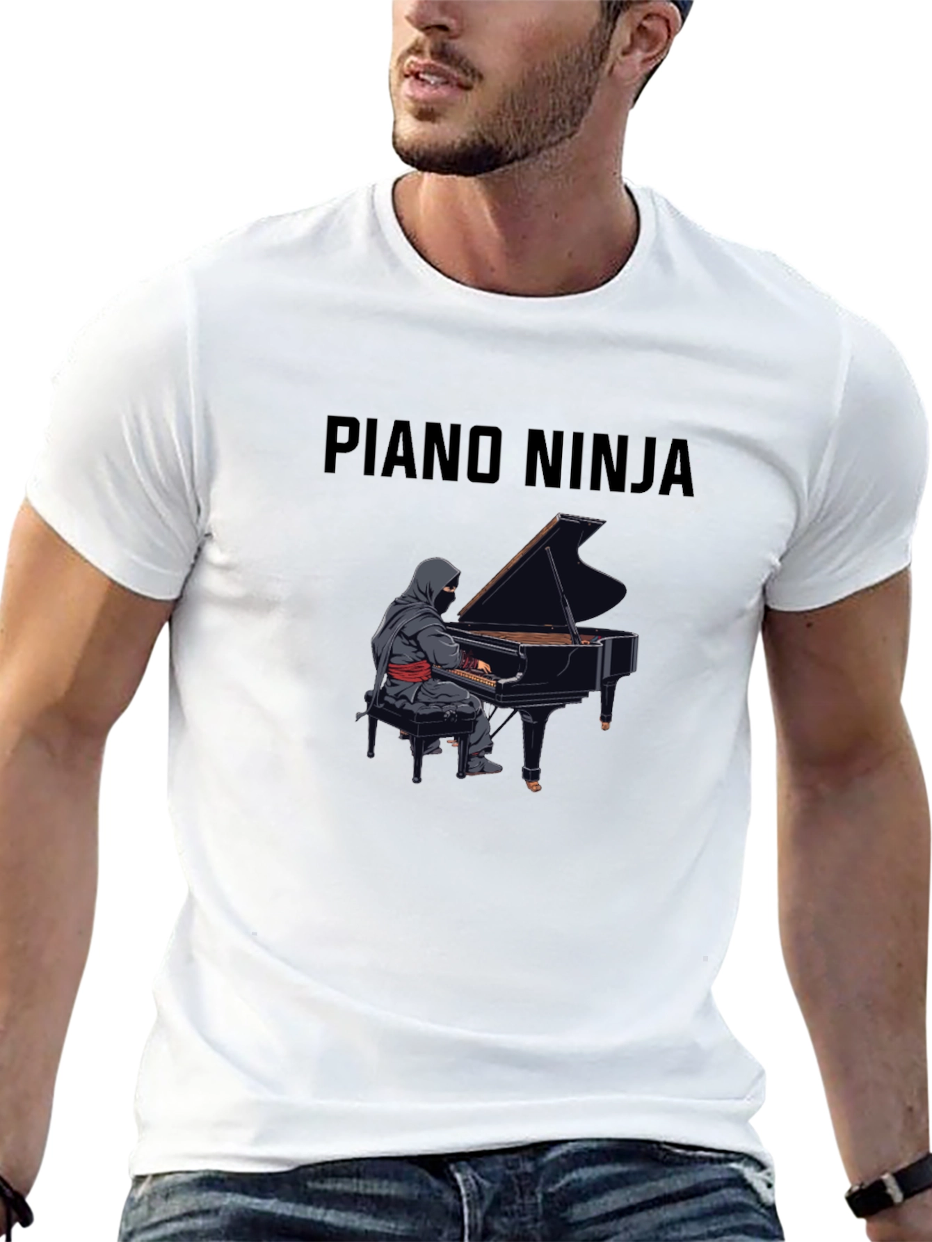 Piano Ninja Black T-Shirt - Musical Master Tee
