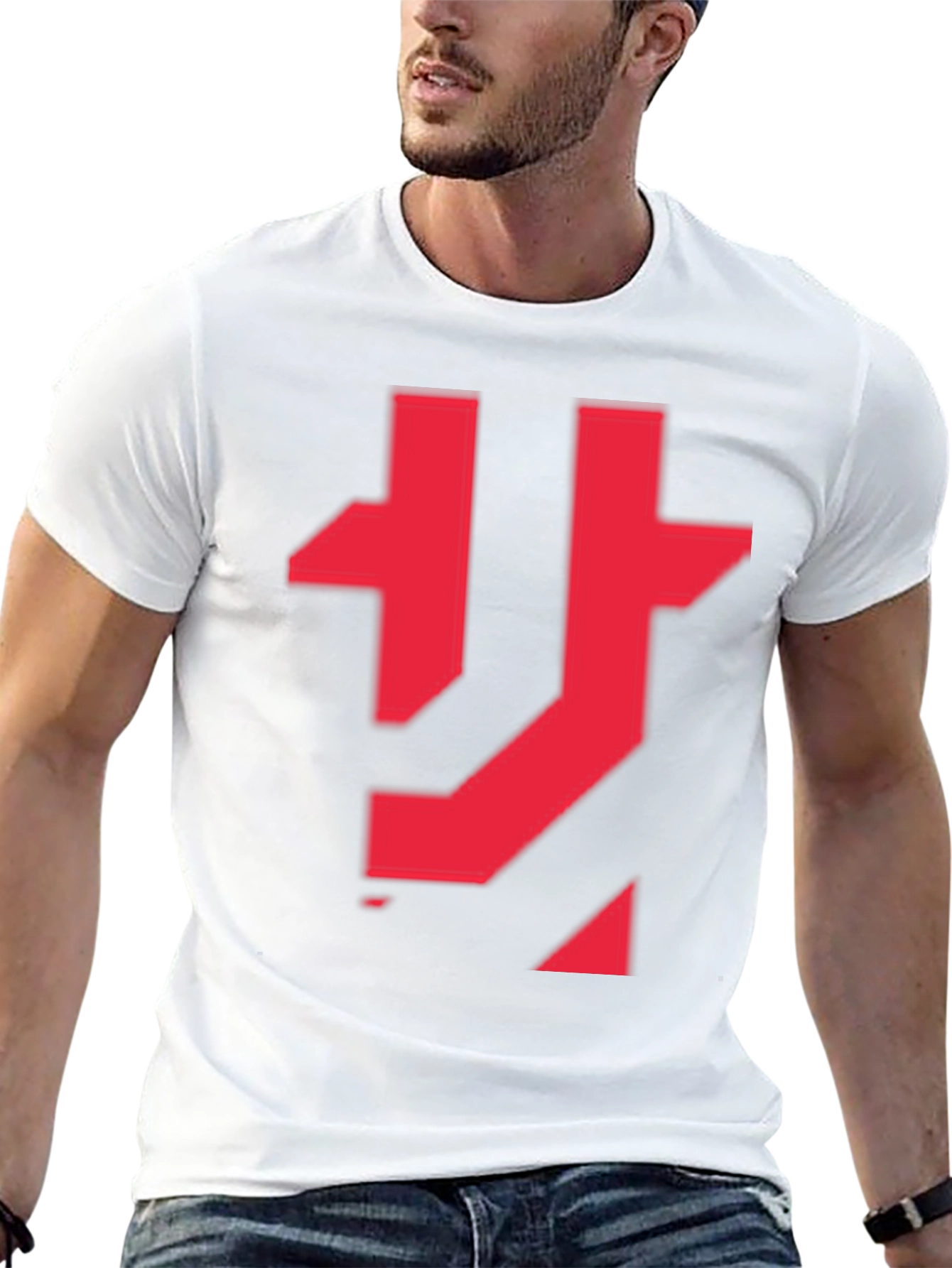 Abstract Red Graphic Print Black T-Shirt