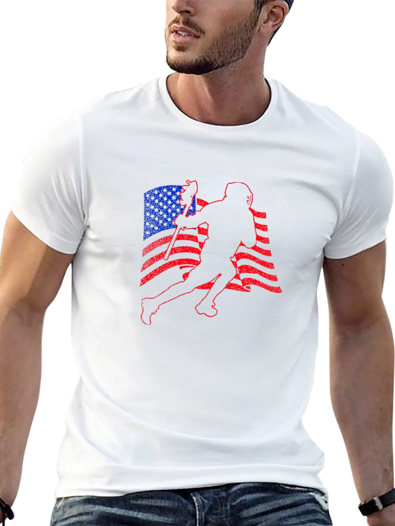 Lacrosse American Flag Graphic T-Shirt