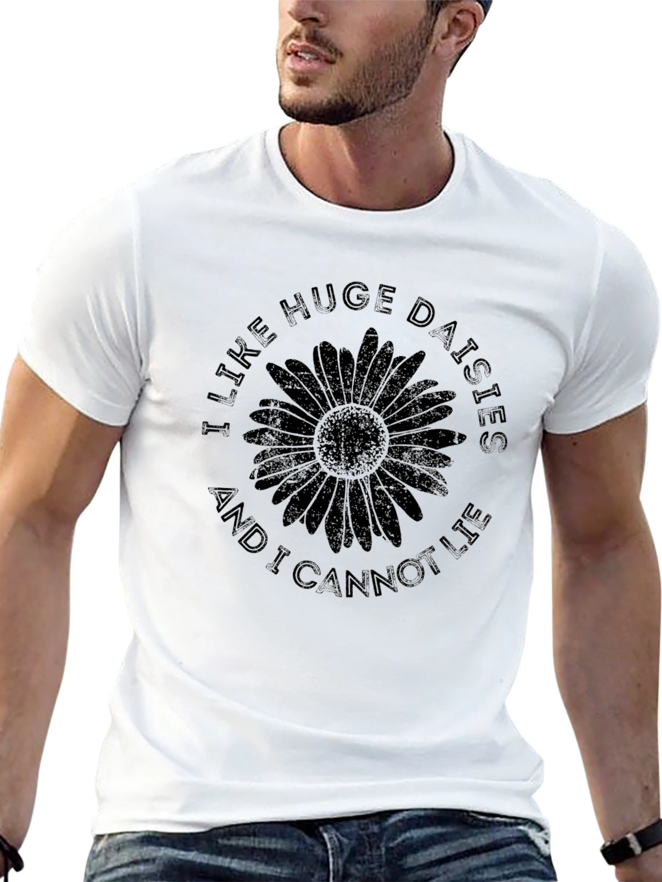Huge Daisies Graphic Black T-Shirt