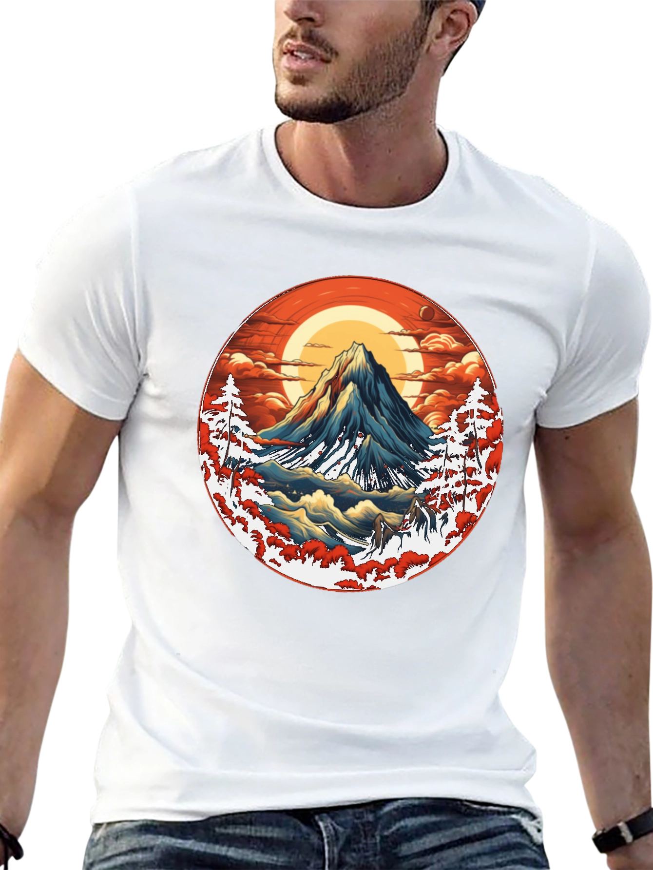 Mountain Graphic Black Tee - Nature Inspired Design