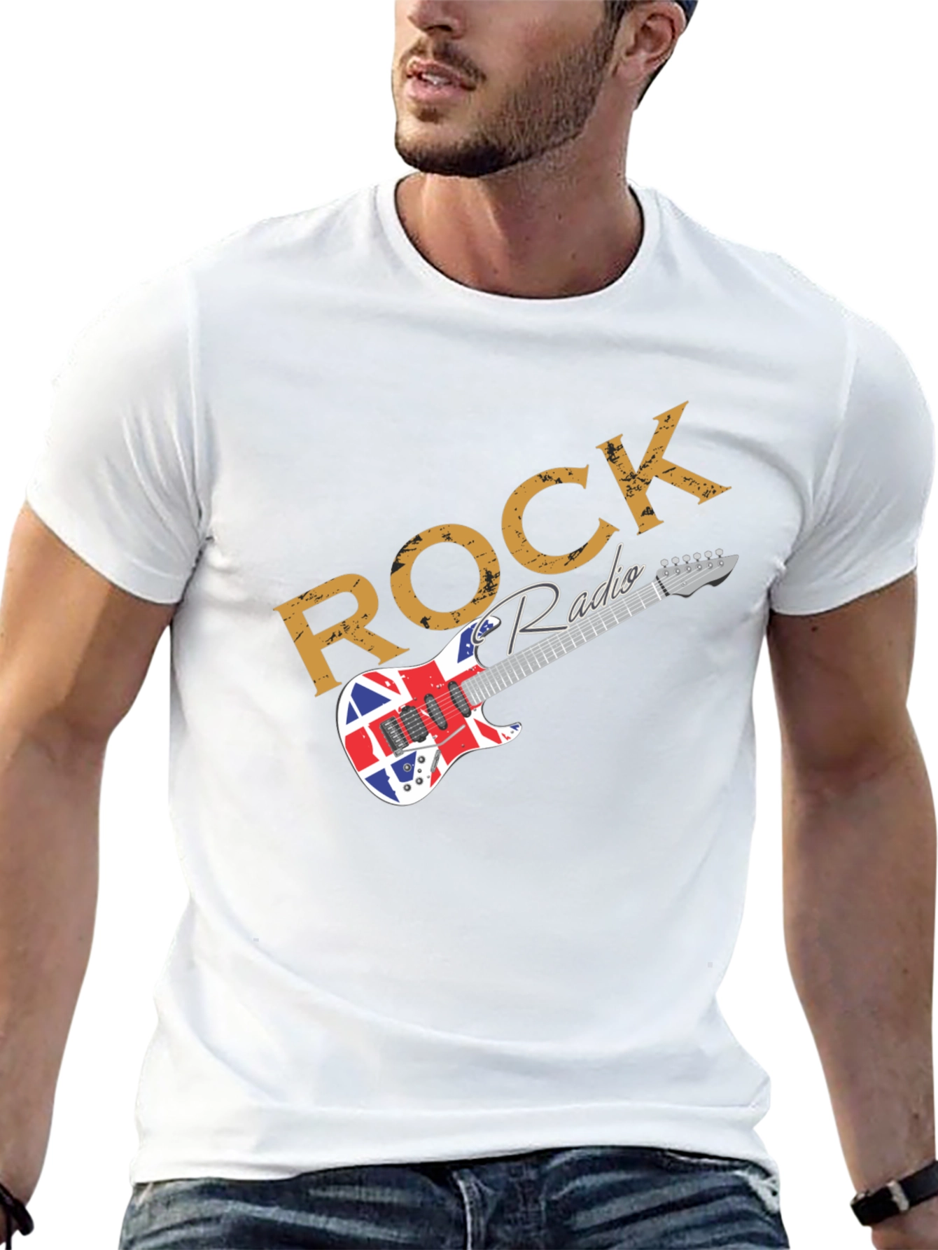 Rock Radio Union Jack Guitar T-Shirt