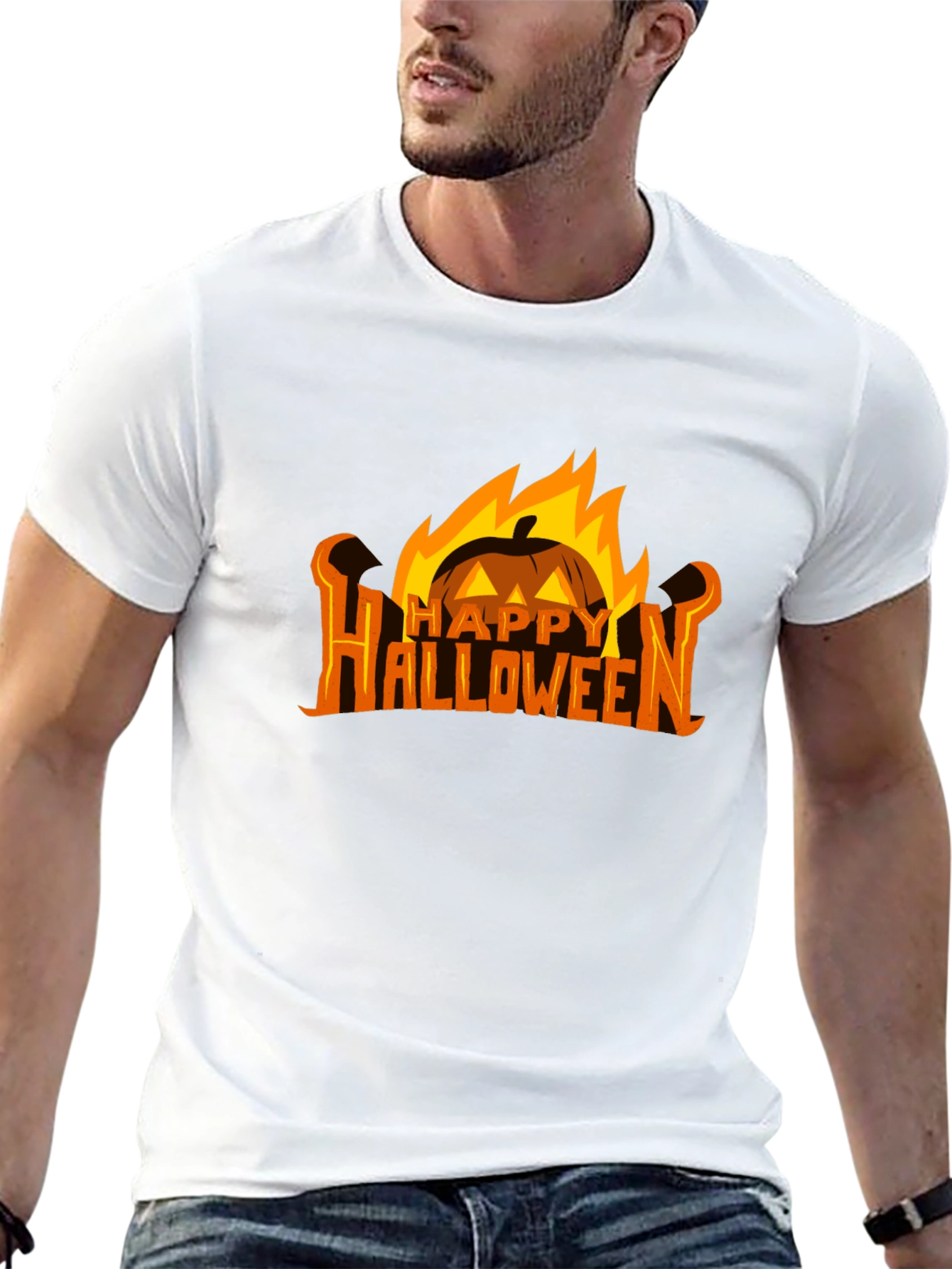 Halloween Pumpkin Fire Graphic Tee