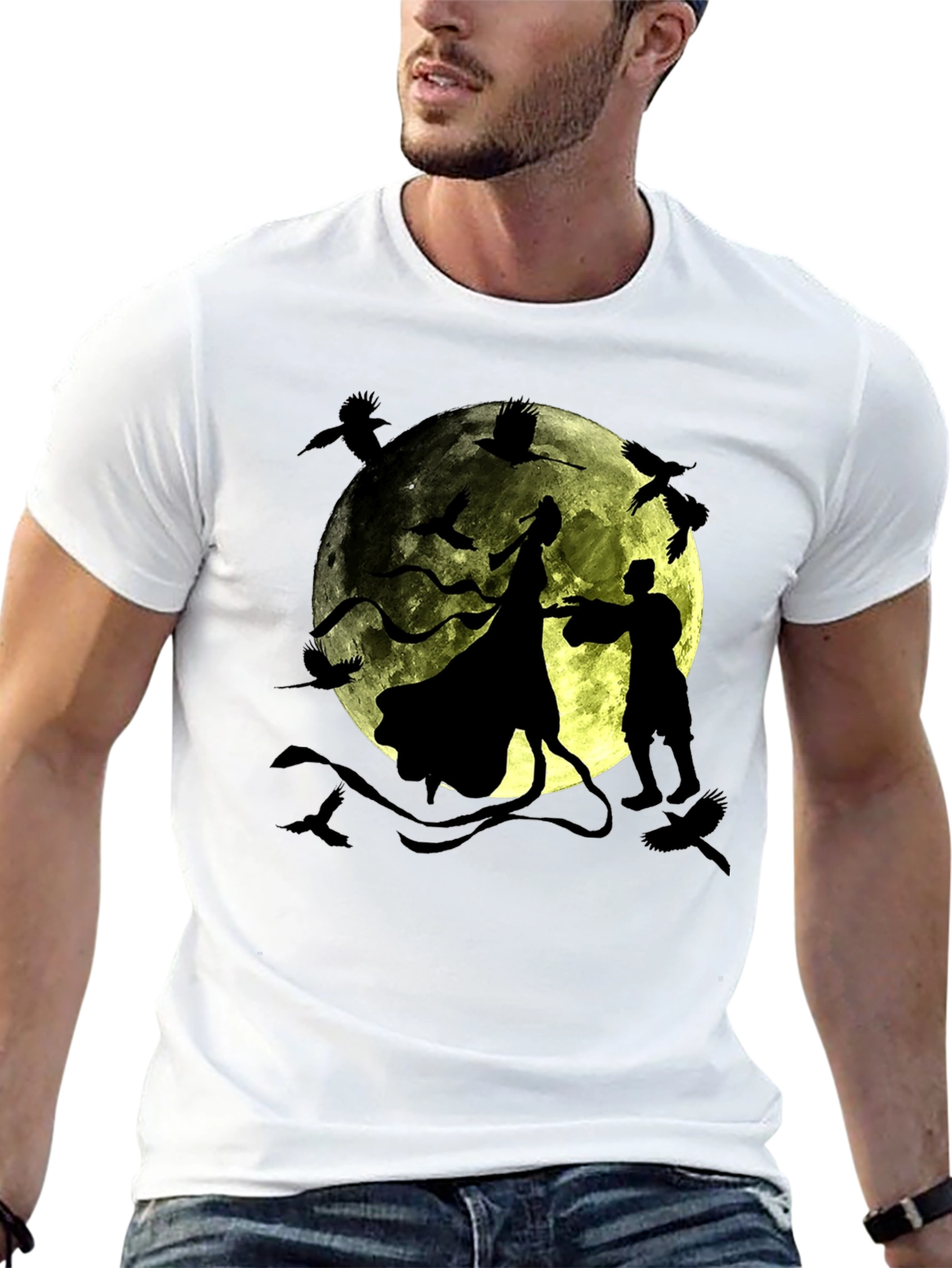 Silhouette Moon Dance T-Shirt Crow Graphic Tee