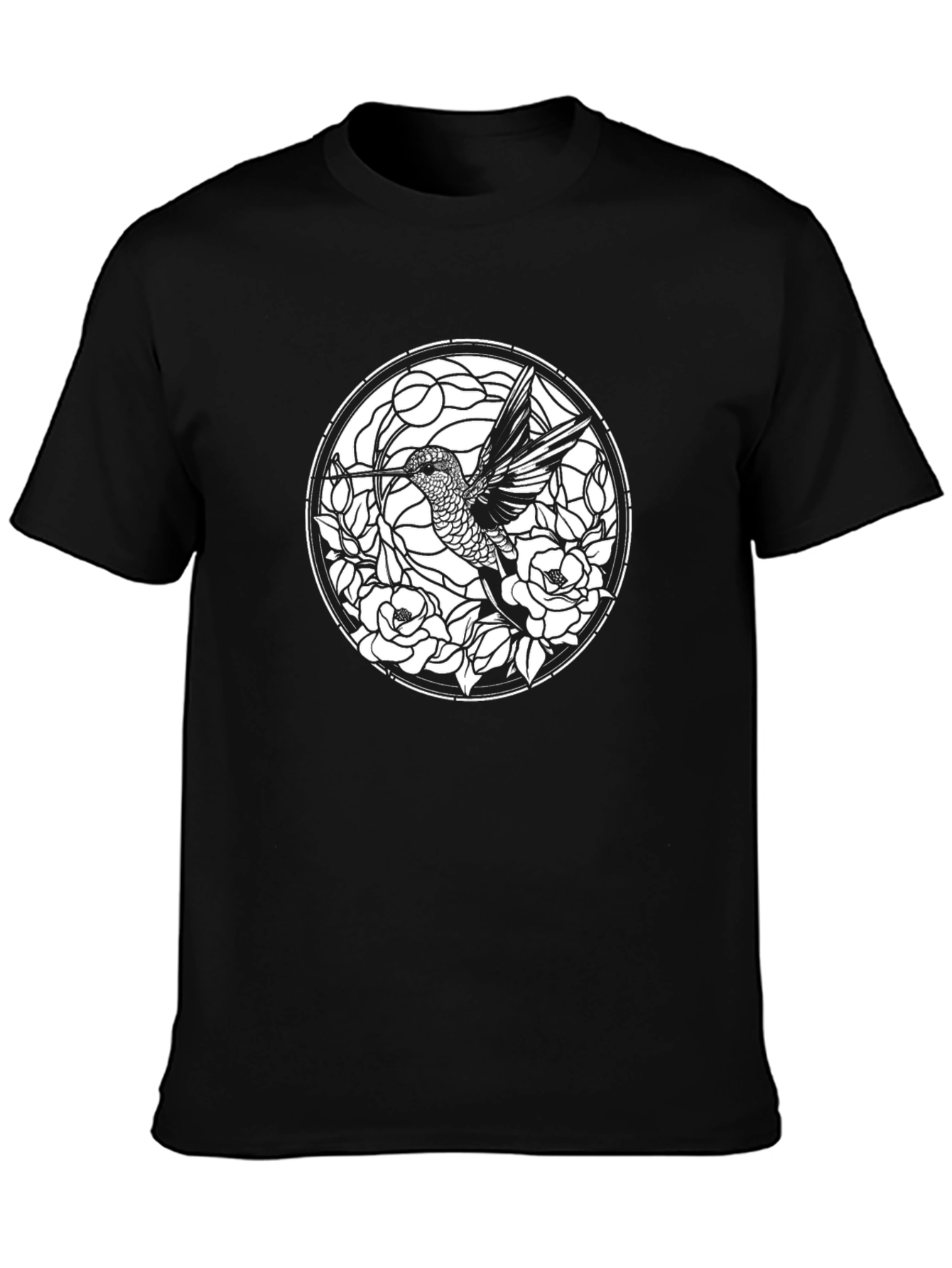 Hummingbird Floral Graphic Black T-Shirt