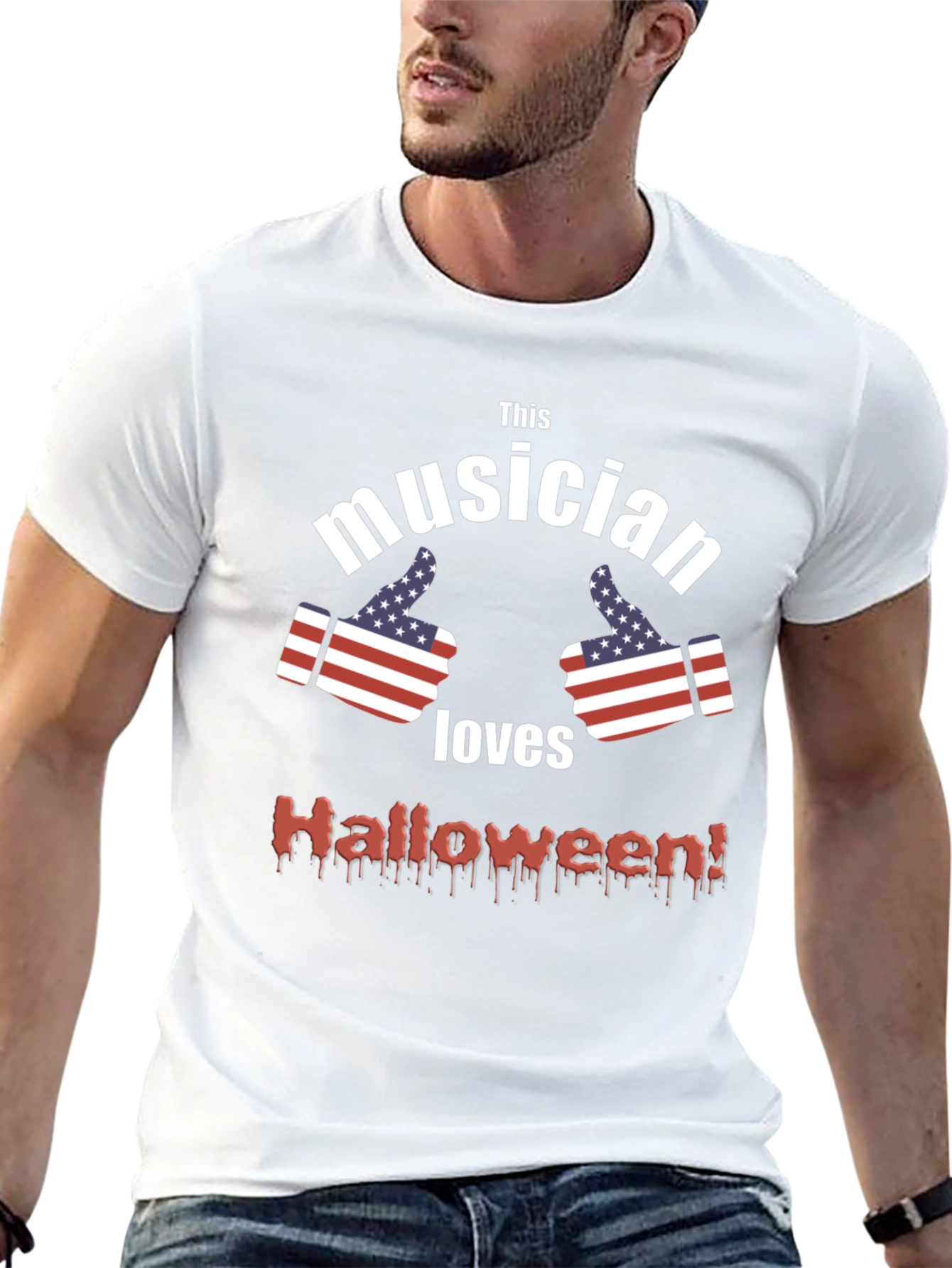 Musician Loves Halloween T-Shirt - Patriotic & Spooky