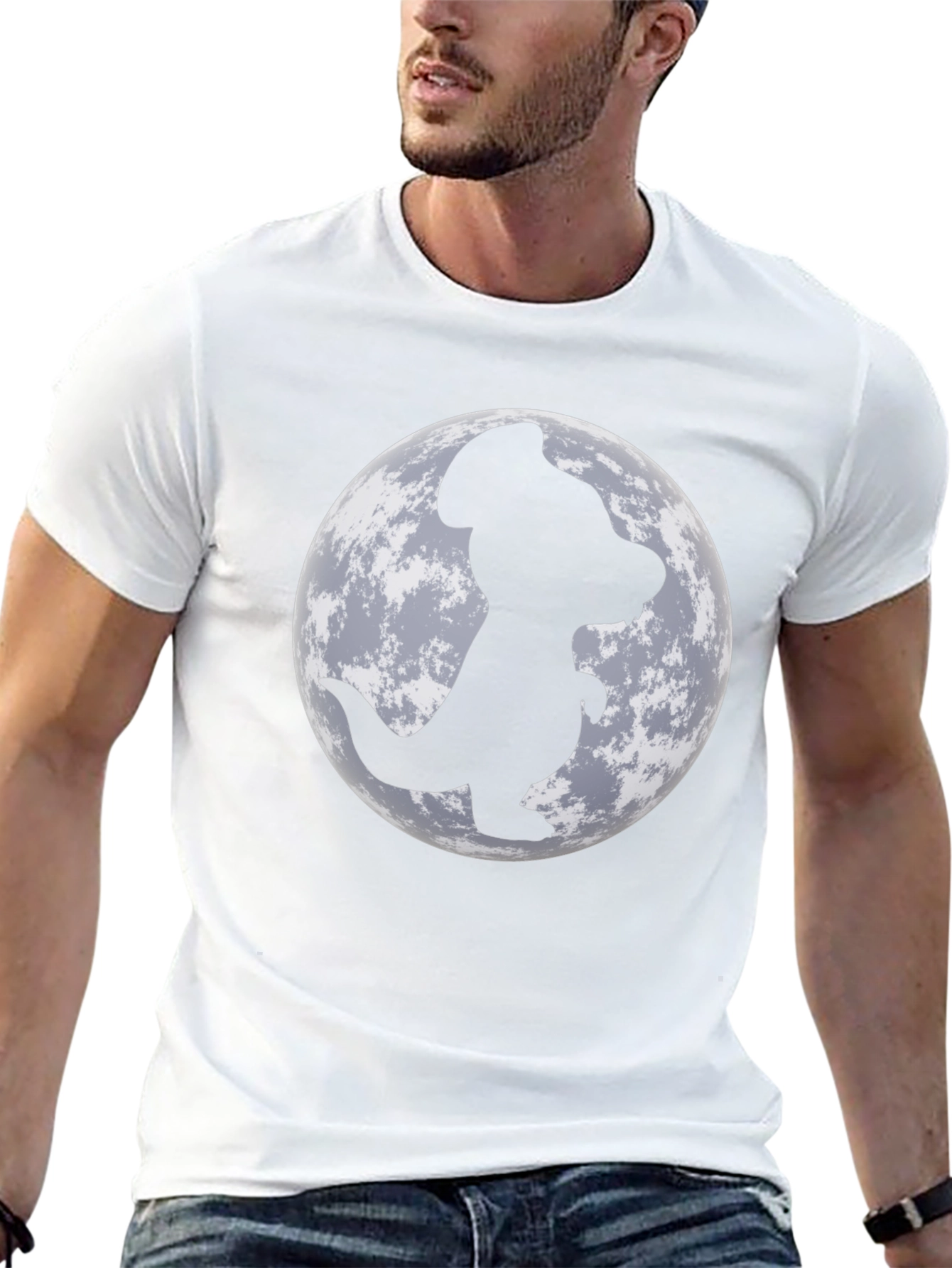 Dino Moon Mens Black T-Shirt - Unique Graphic Tee