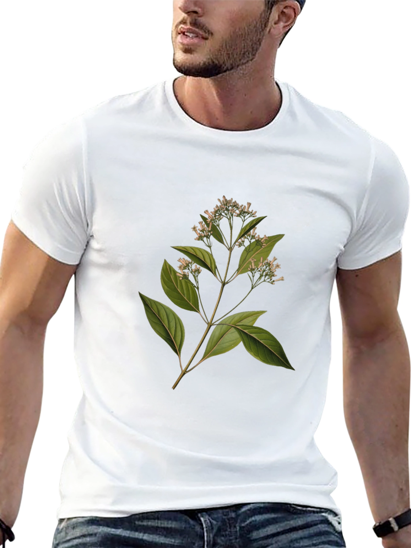 Botanical Print Black T-Shirt
