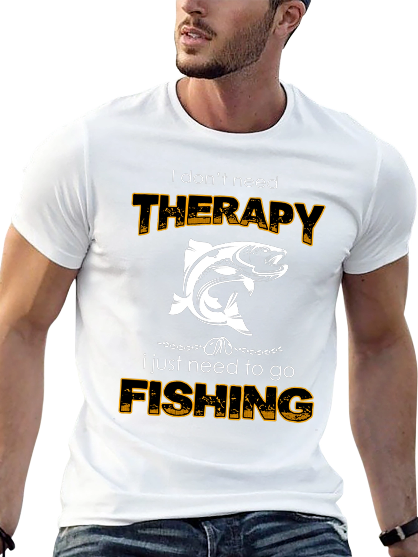 Fishing Therapy Black Cotton Tee