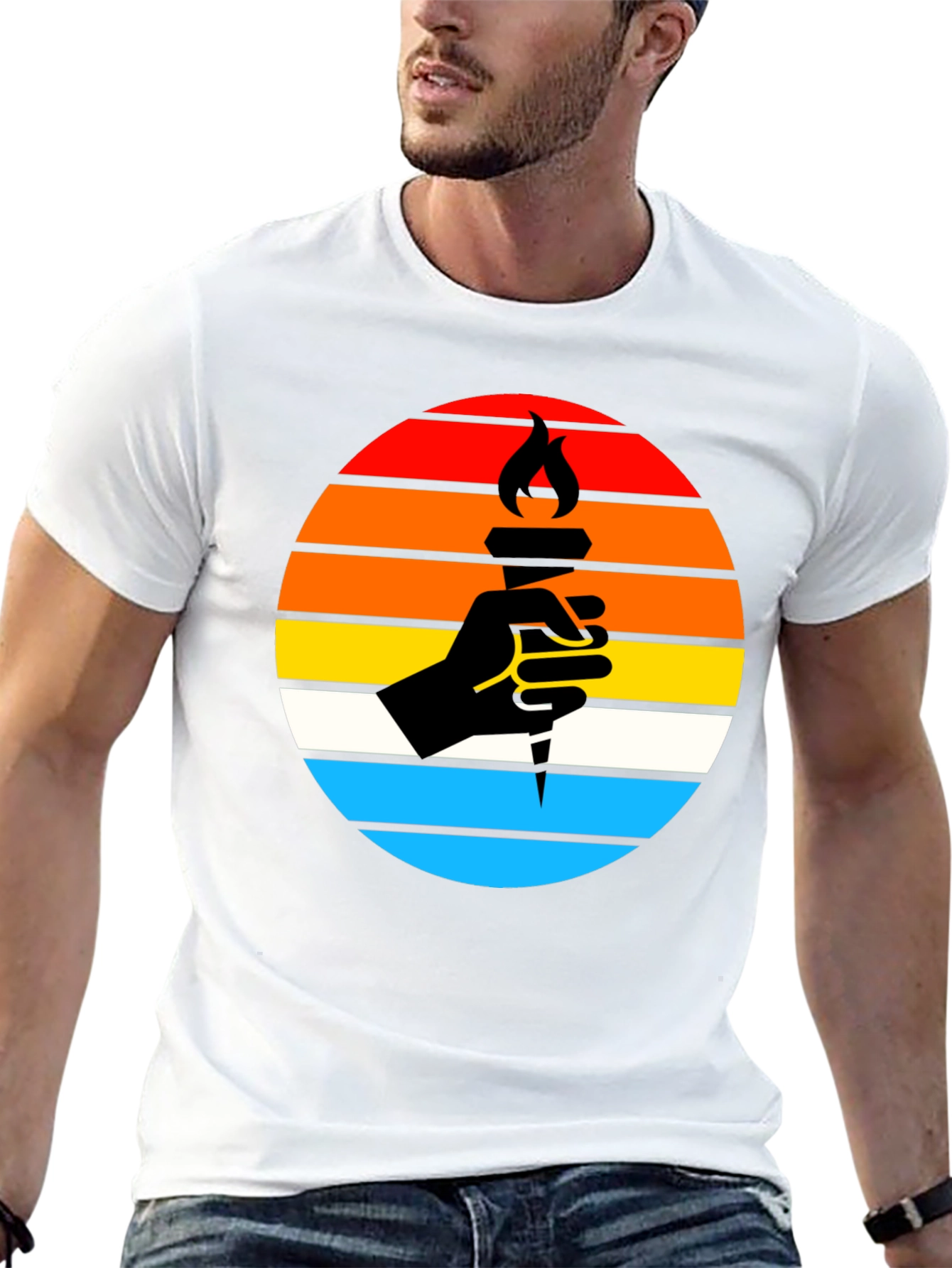 Retro Torch Graphic Tee - Black