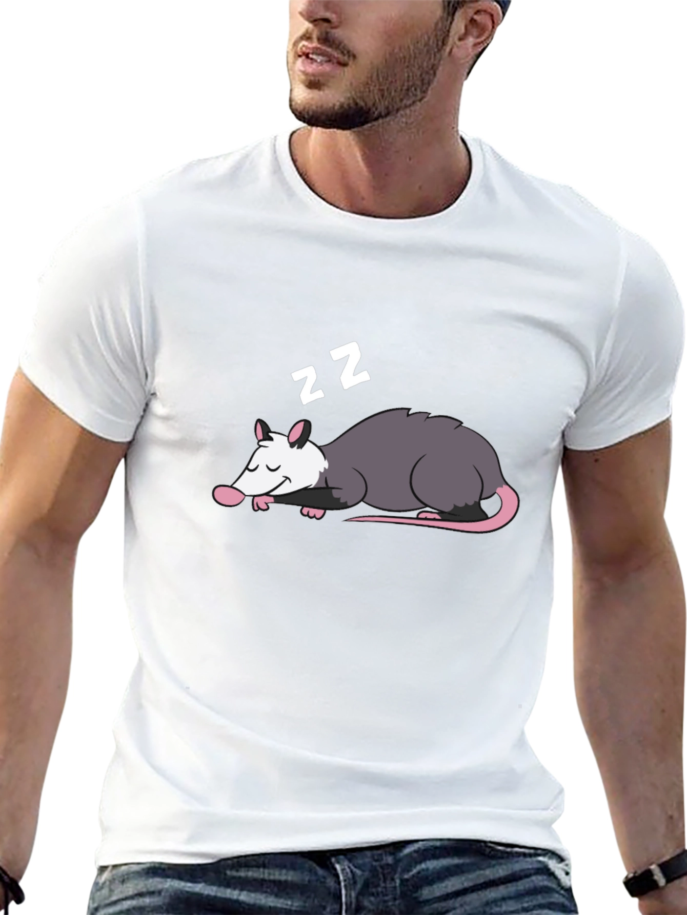 Sleeping Opossum Graphic Tee - Cute Animal Design