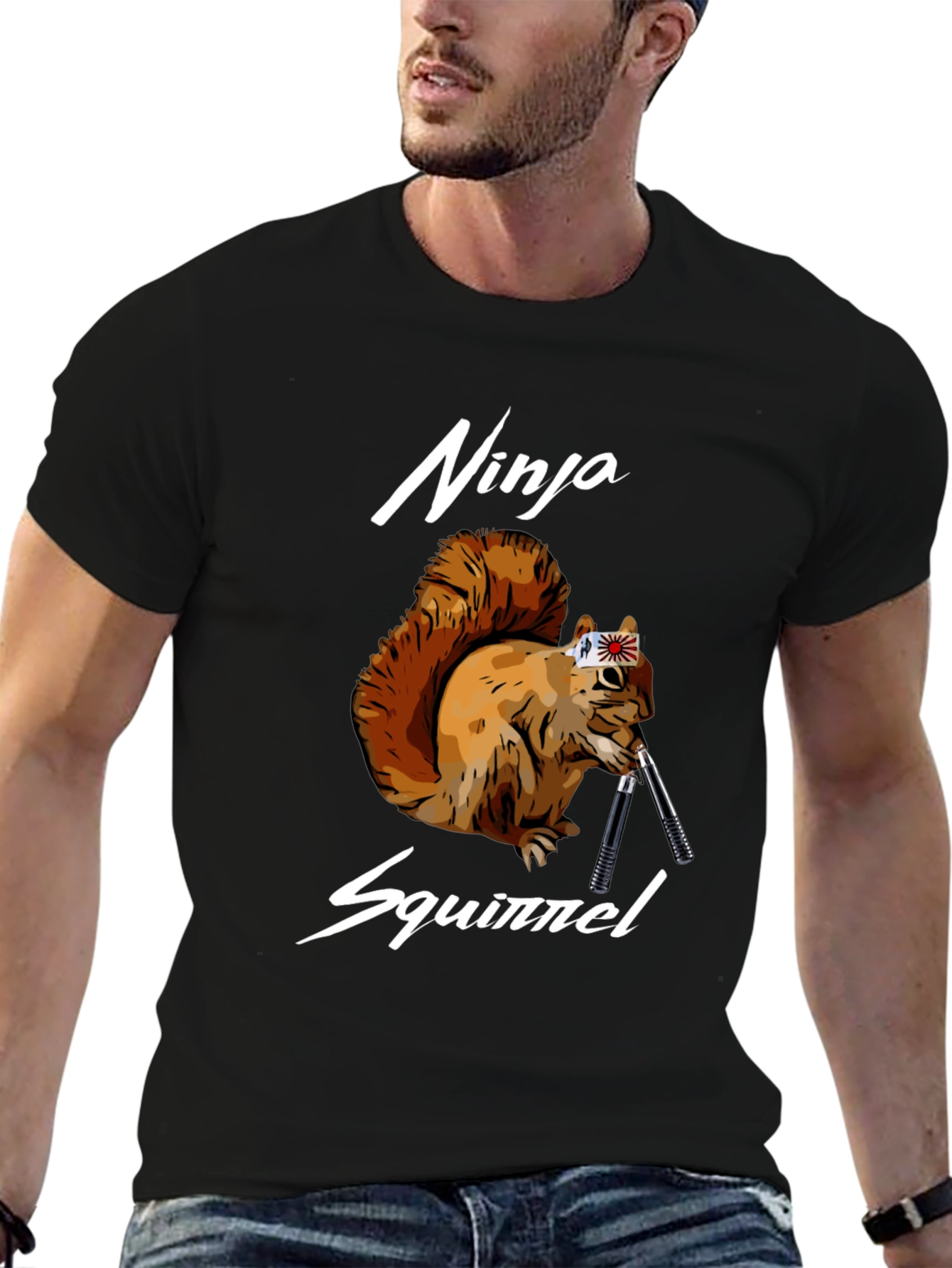 Ninja Squirrel Graphic T-Shirt - Black