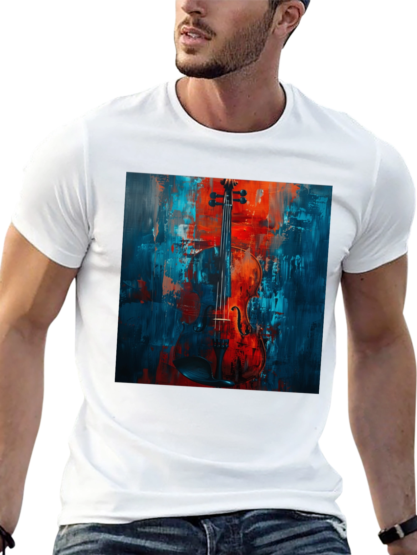 Violin Art Graphic Tee - Musical Instrument Shirt
