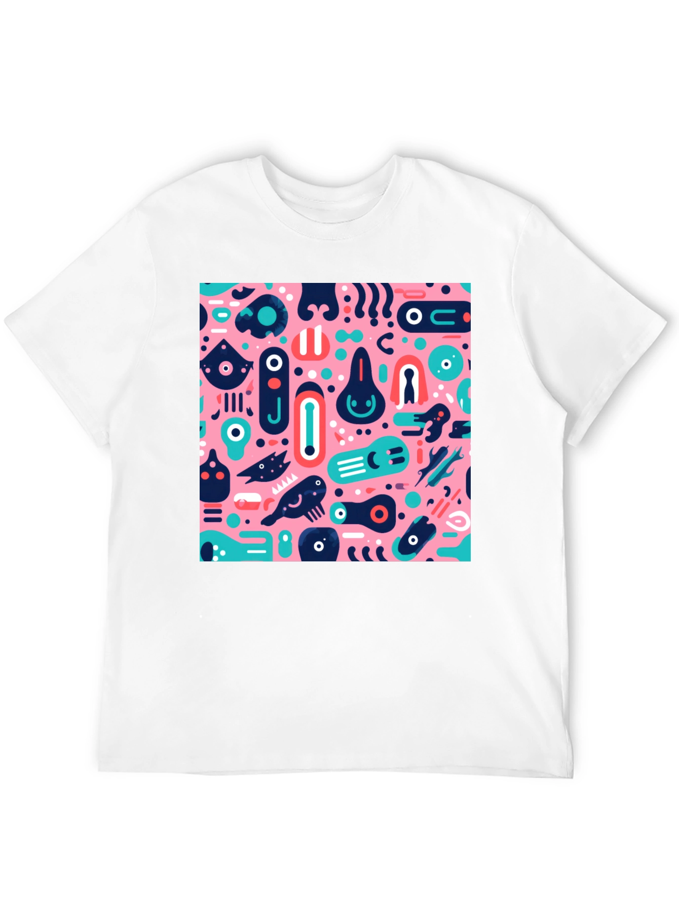 Abstract Pattern Black Crew Neck T-Shirt