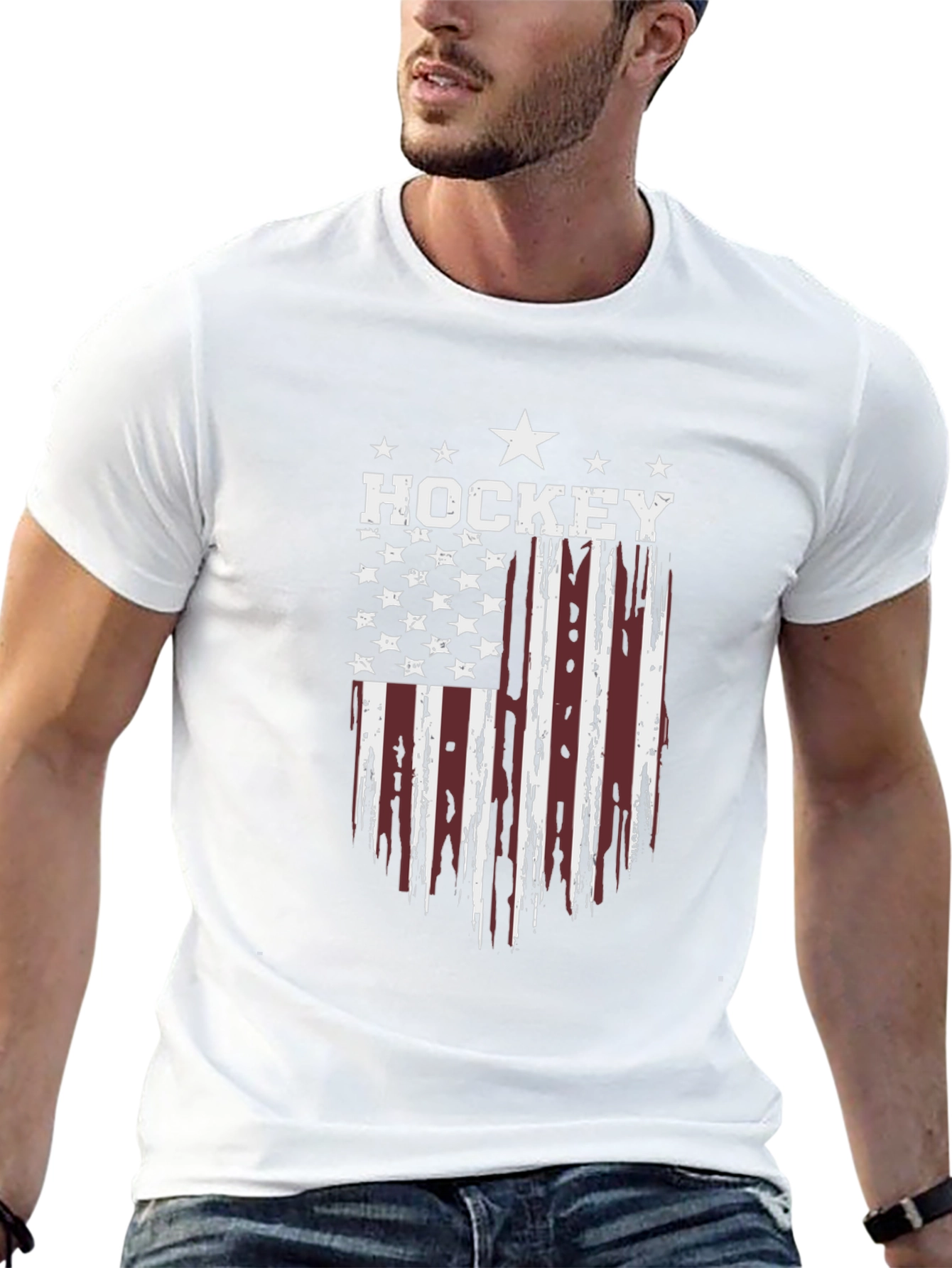 Hockey USA Flag Graphic Black T-Shirt
