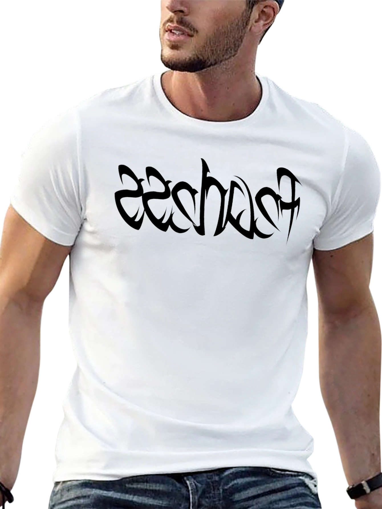 Edgy Black T-Shirt with Abstract Graphic