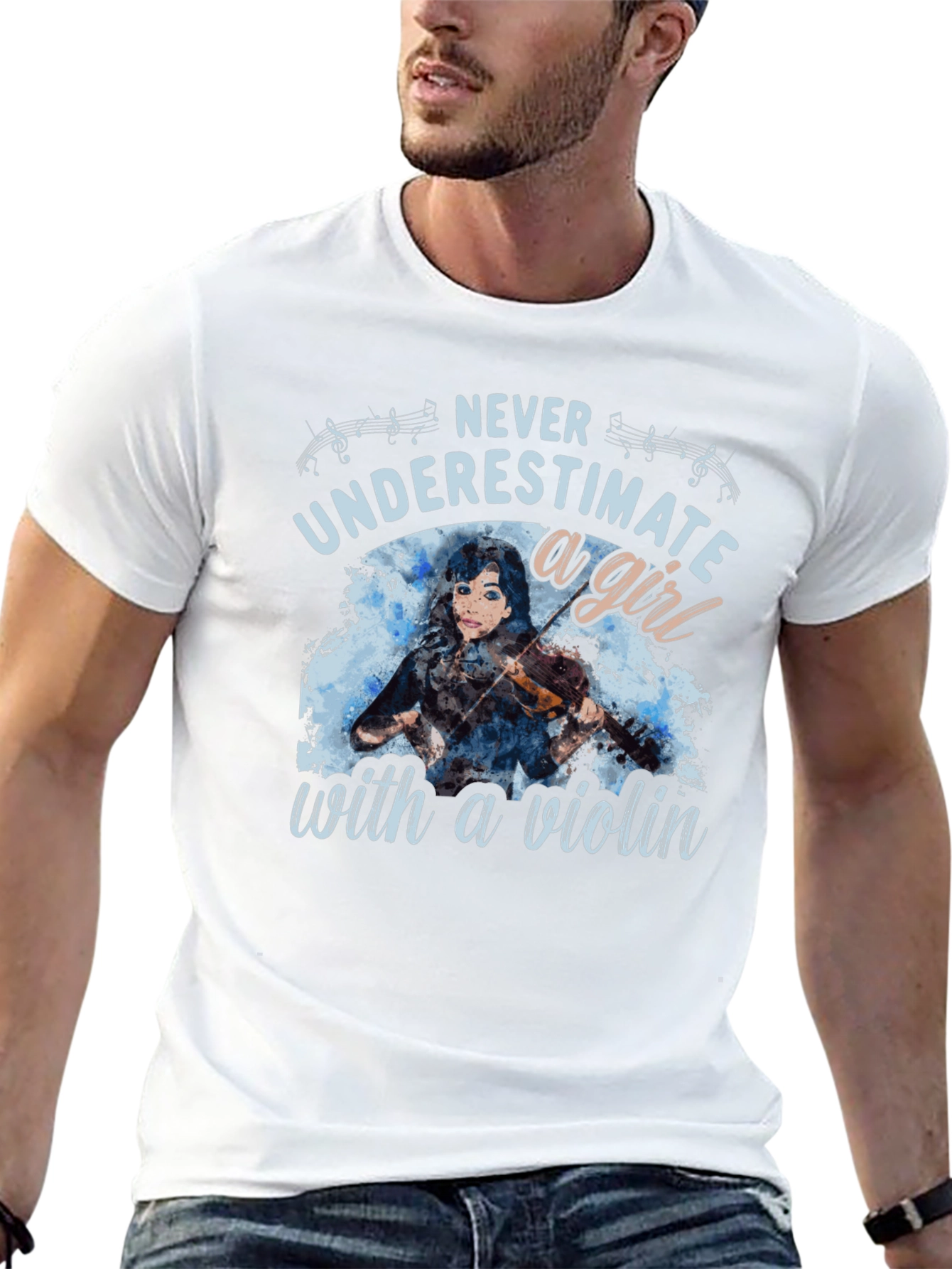 Never Underestimate a Girl with a Violin T-Shirt