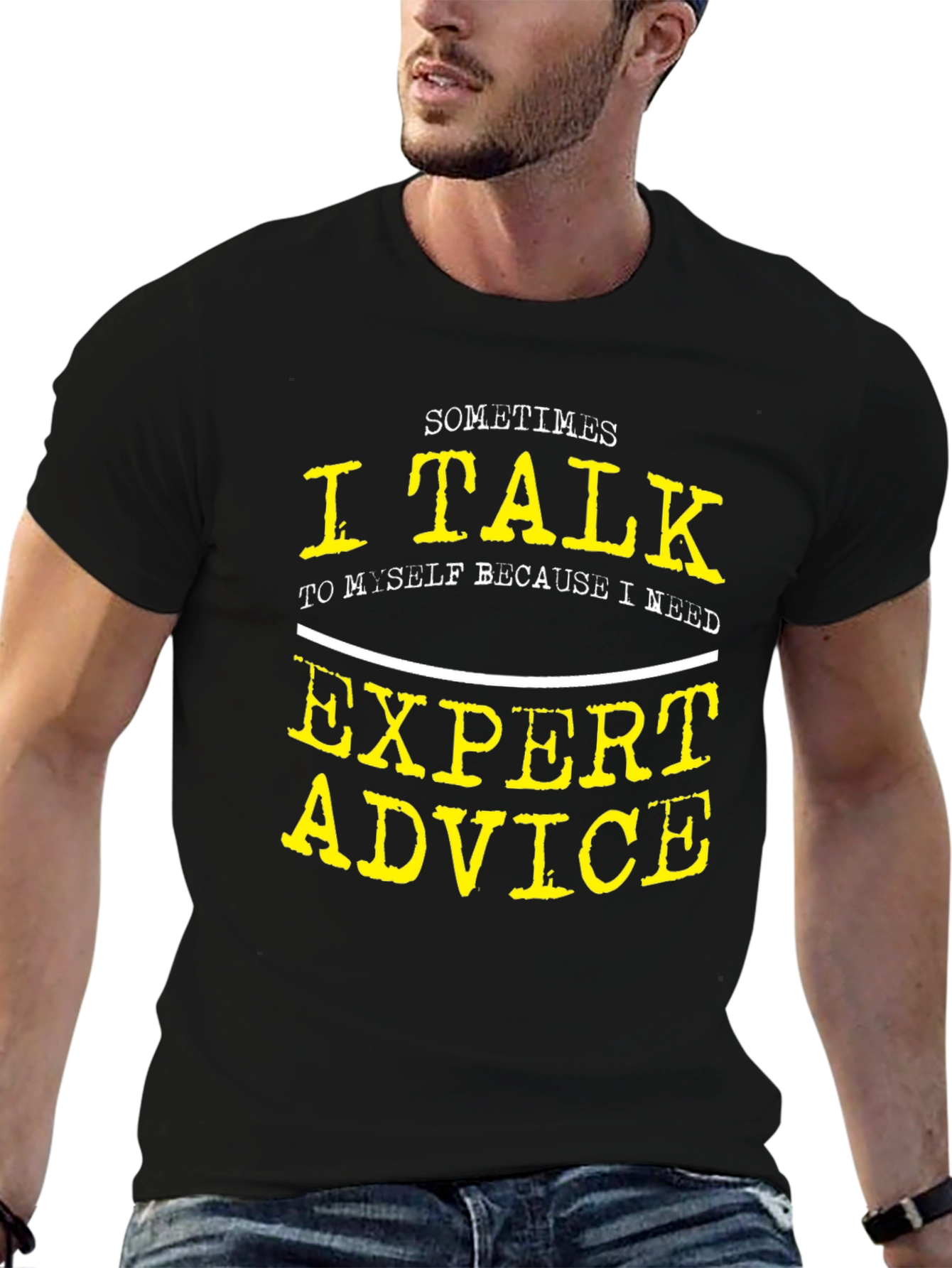 Funny Expert Advice Graphic Tee - Black Cotton T-Shirt