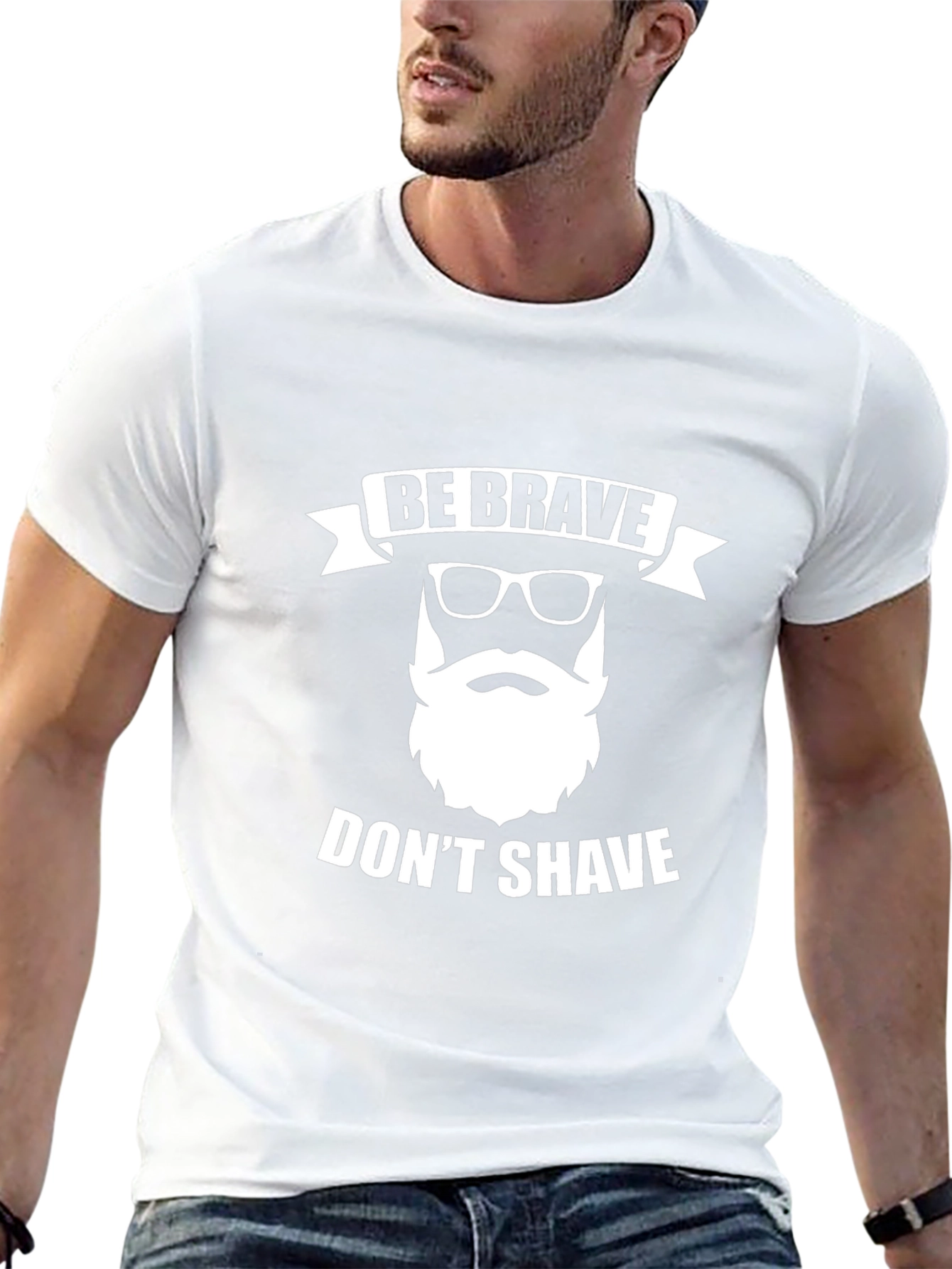 Be Brave Dont Shave Mens Black Graphic Tee