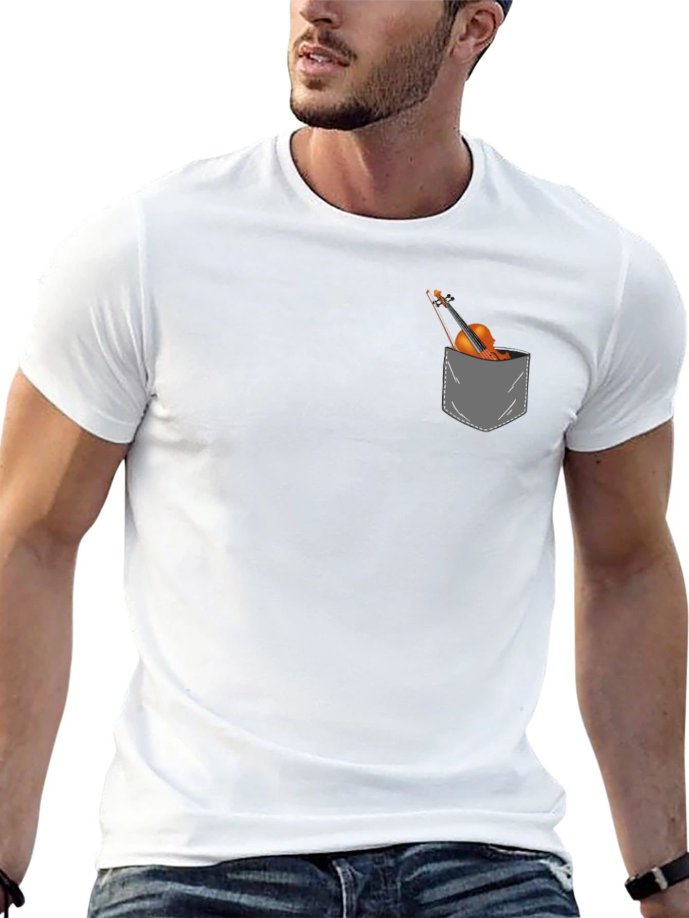 Violin Pocket Graphic Tee - Musicians Gift