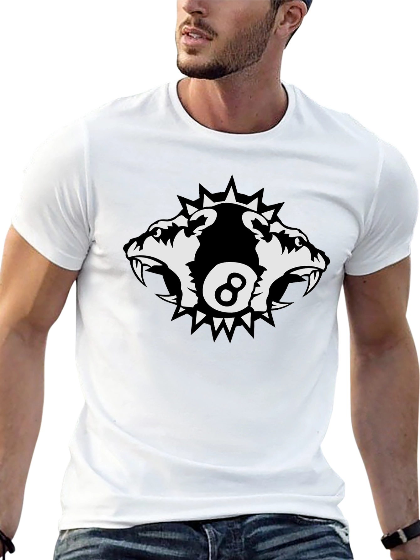 Edgy Eight Ball Wolf Pack Graphic Tee