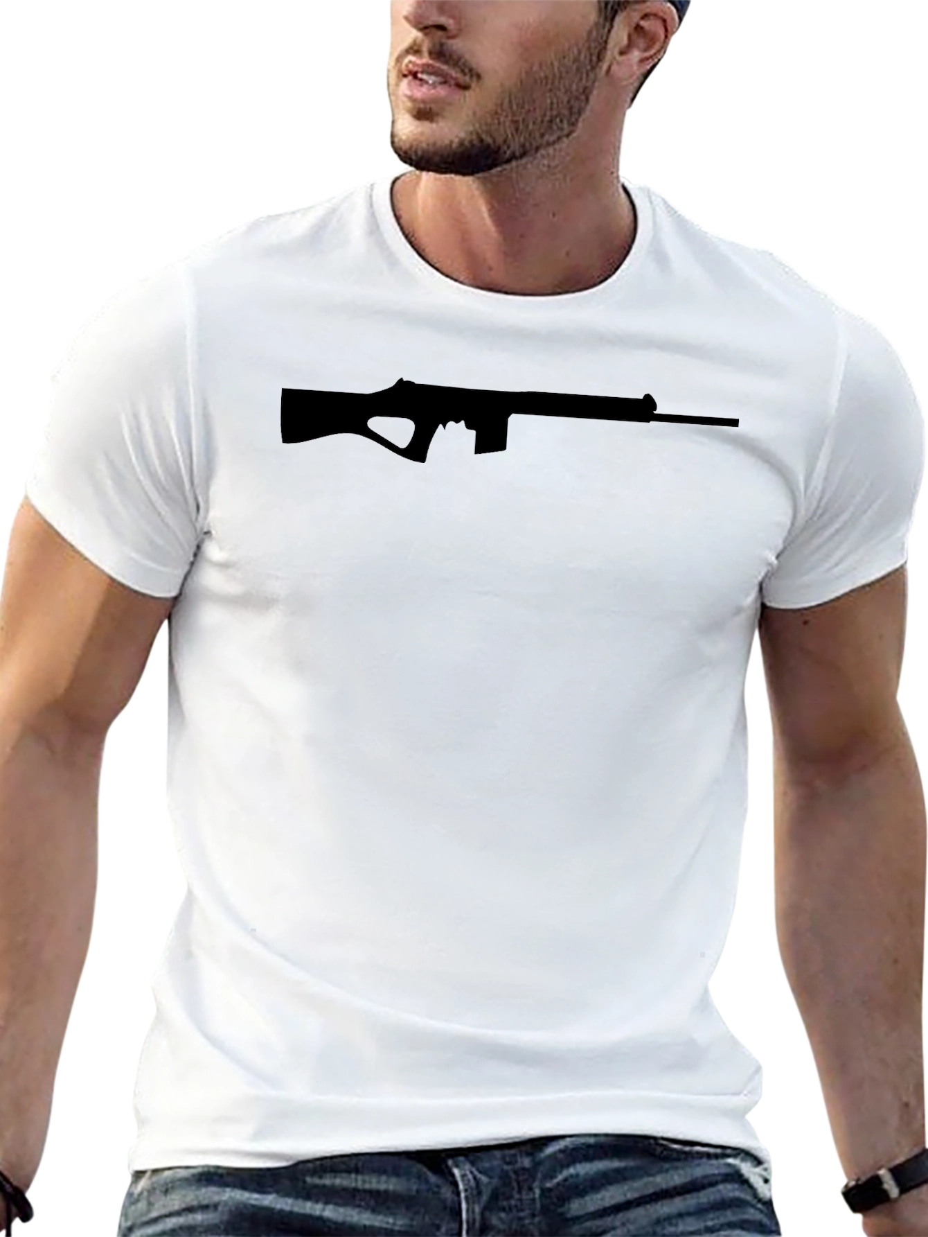 Gun Silhouette Graphic T-Shirt - Mens Crew Neck Tee