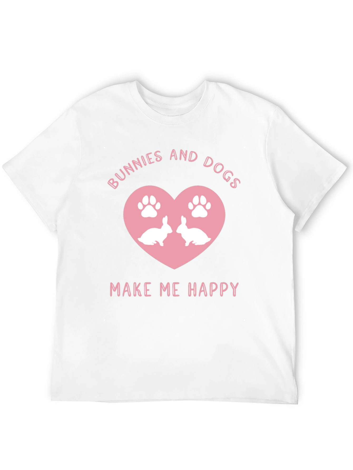 Bunnies and Dogs Make Me Happy Graphic T-Shirt