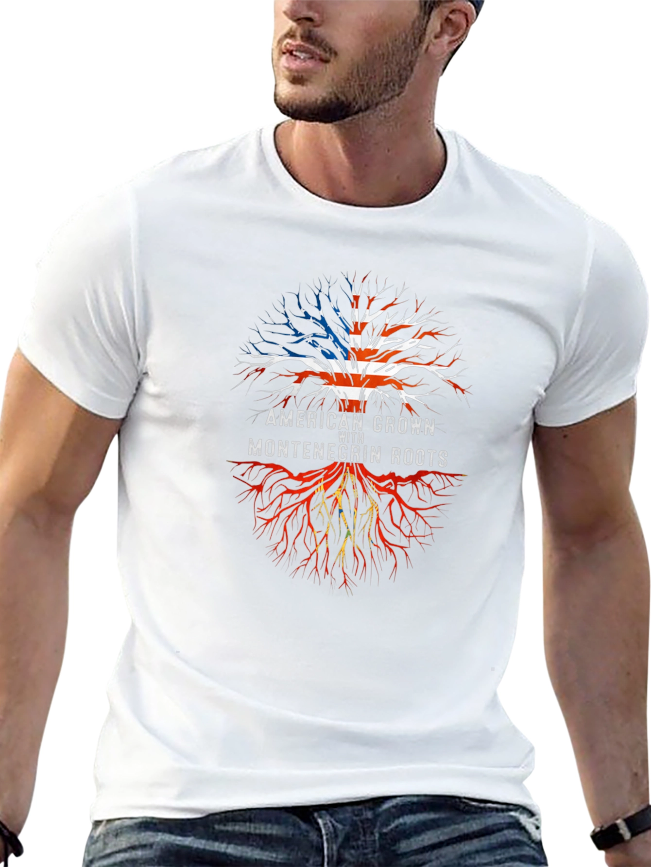 American Grown With Montenegrin Roots Black T-Shirt