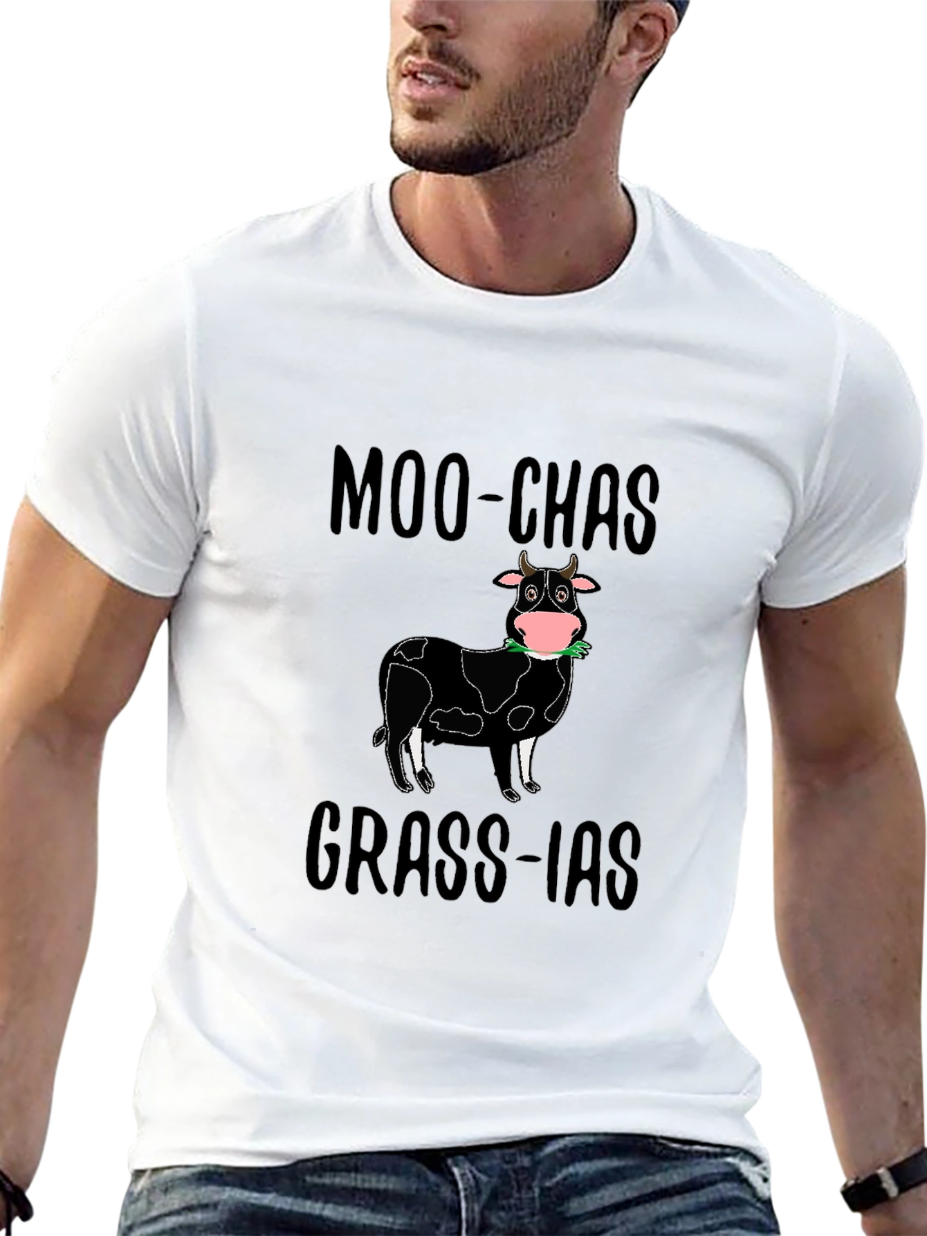 Moo-chas Grass-ias T-Shirt | Funny Cow Graphic Tee