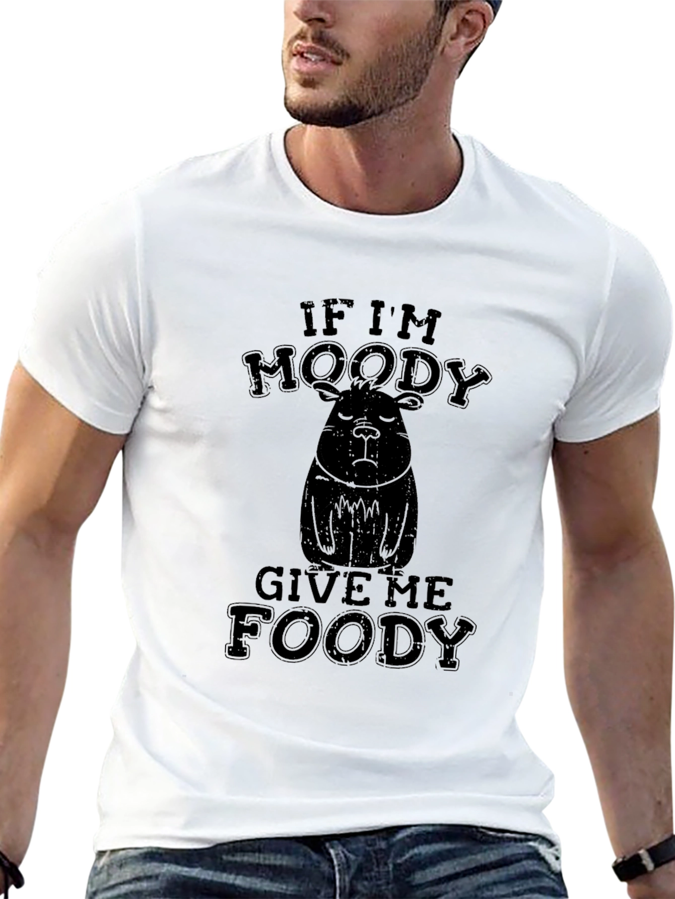 Moody Capybara Foody Black T-Shirt