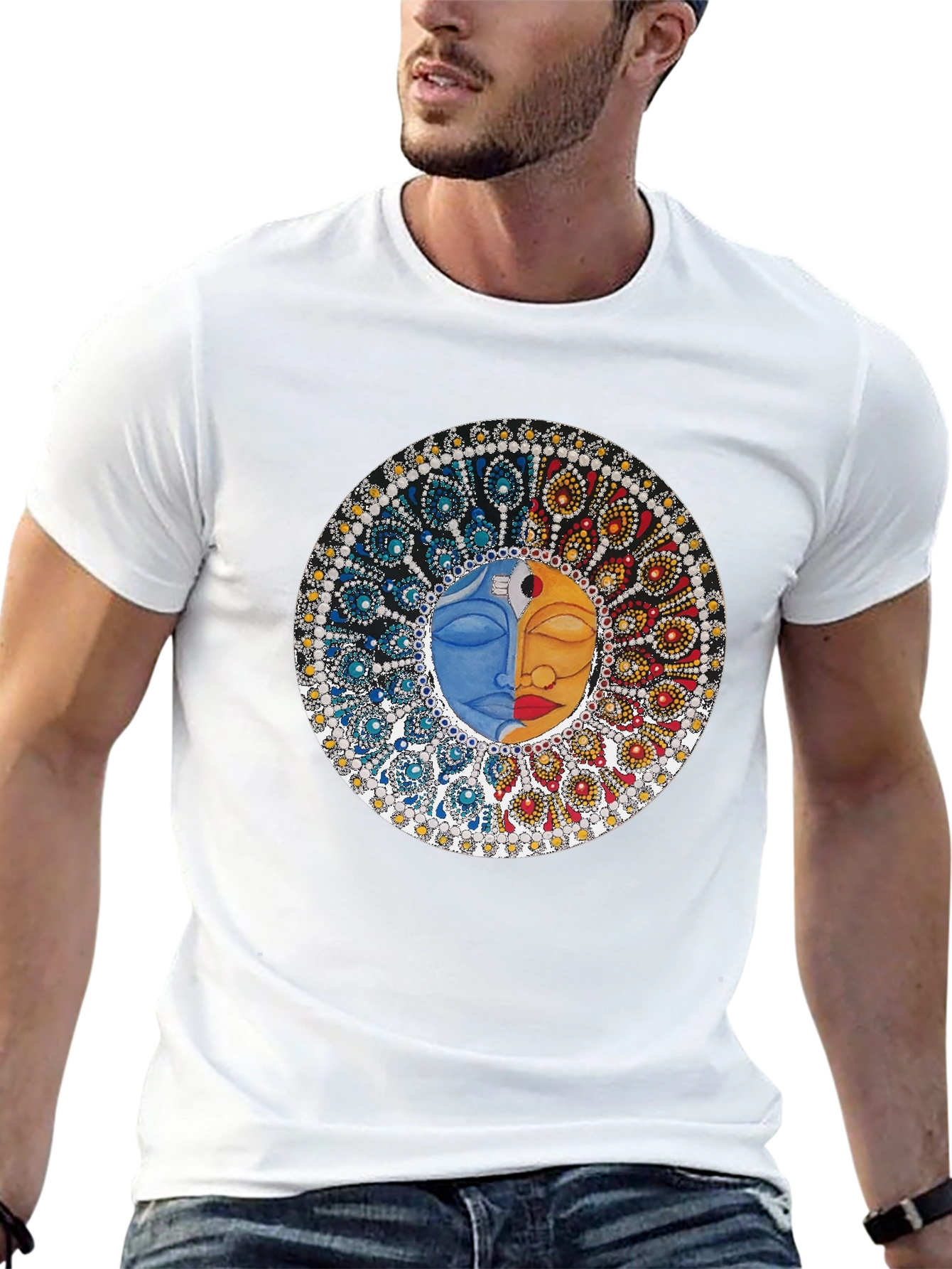Yin Yang Face Graphic Tee - Unisex Black T-Shirt