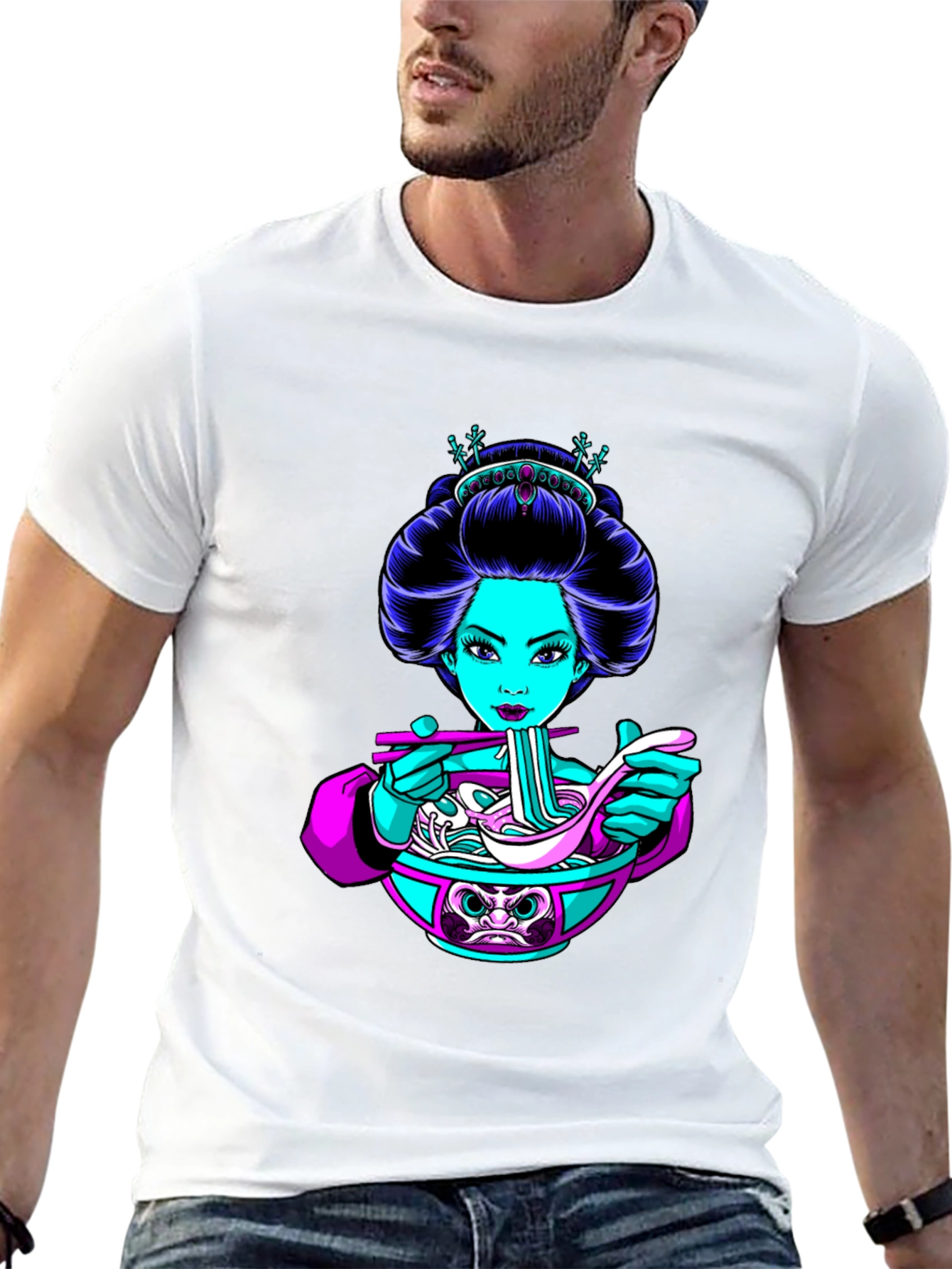 Geisha Ramen Bowl Graphic T-Shirt