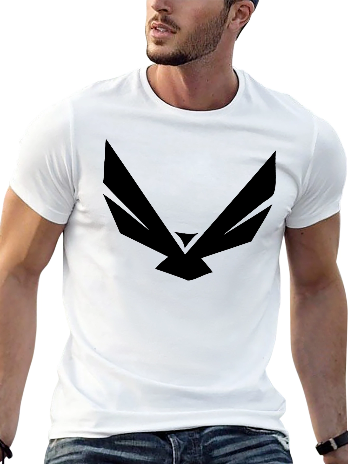 Black Graphic Tee - Modern Wingspan Design