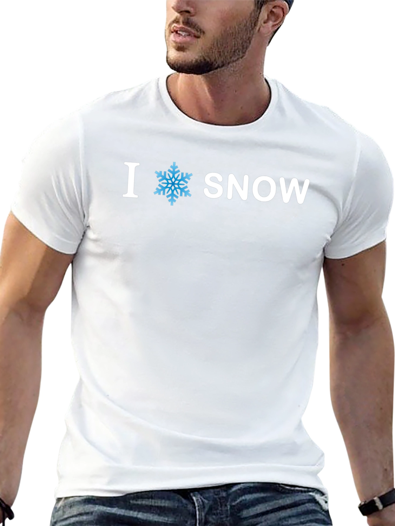 I Snowflake Snow Black T-Shirt