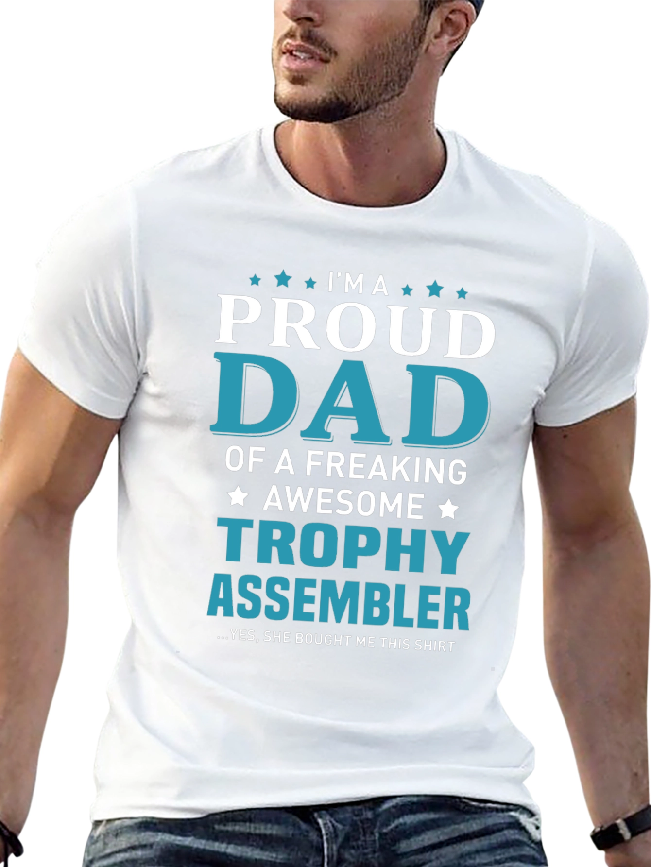 Proud Dad Trophy Assembler Graphic T-Shirt