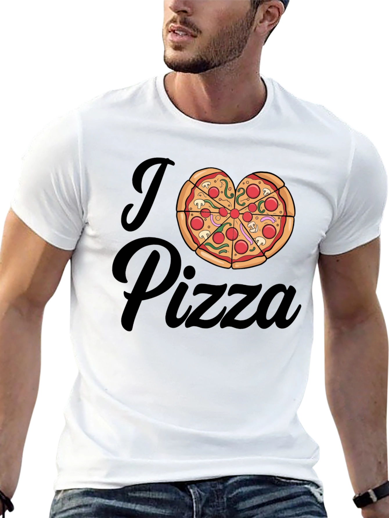 I Love Pizza T-Shirt - Heart Shaped Pizza Design