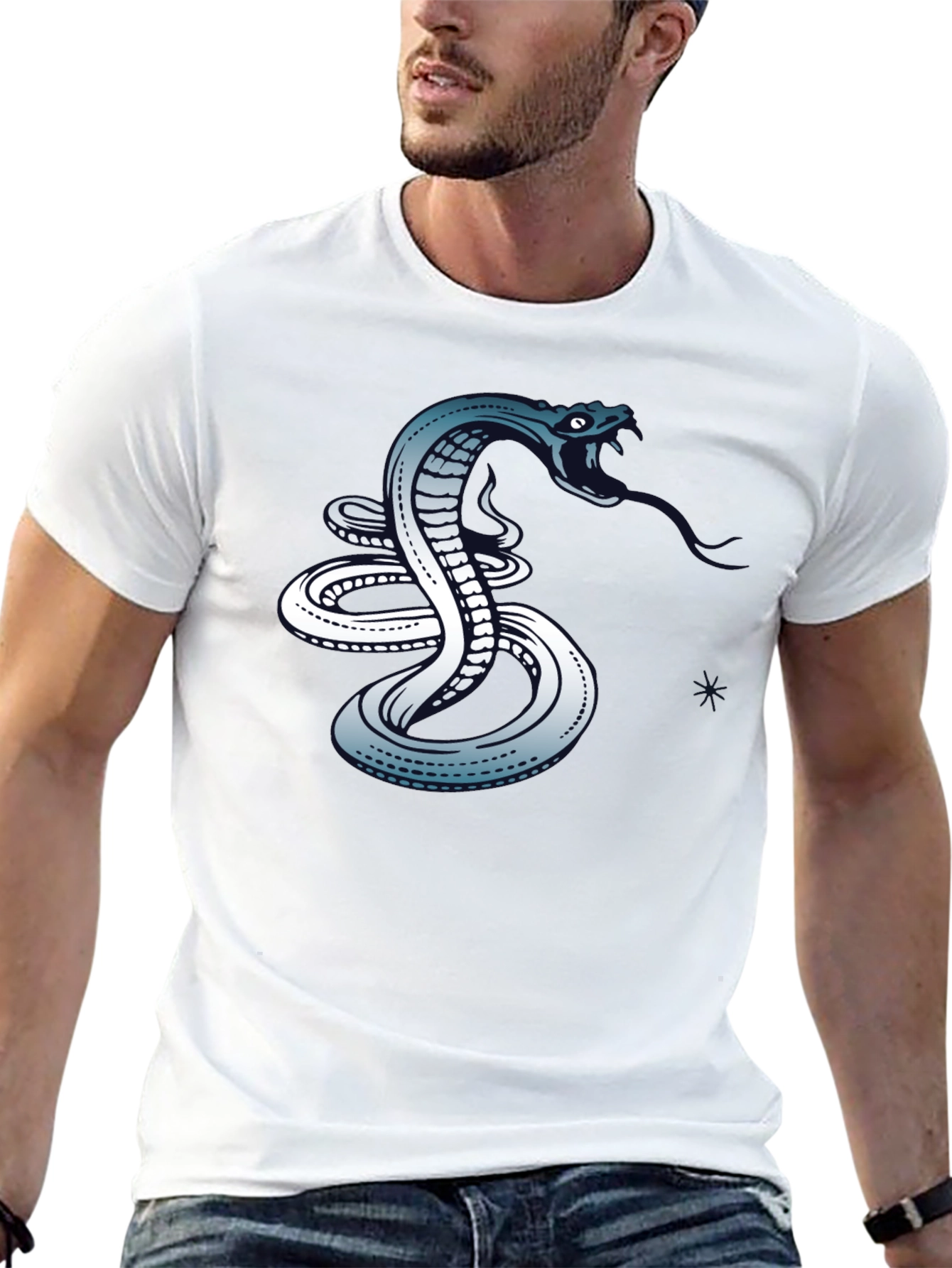 Mens Black Snake Graphic T-Shirt