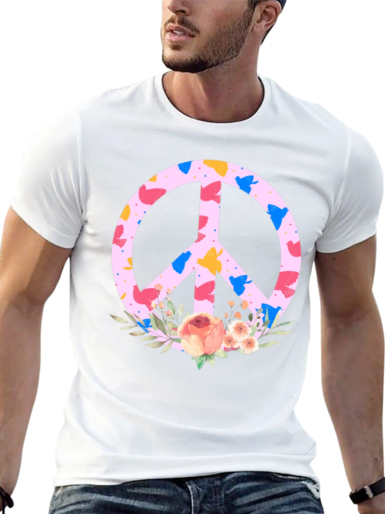 Floral Peace Sign T-Shirt - Trendy Graphic Tee