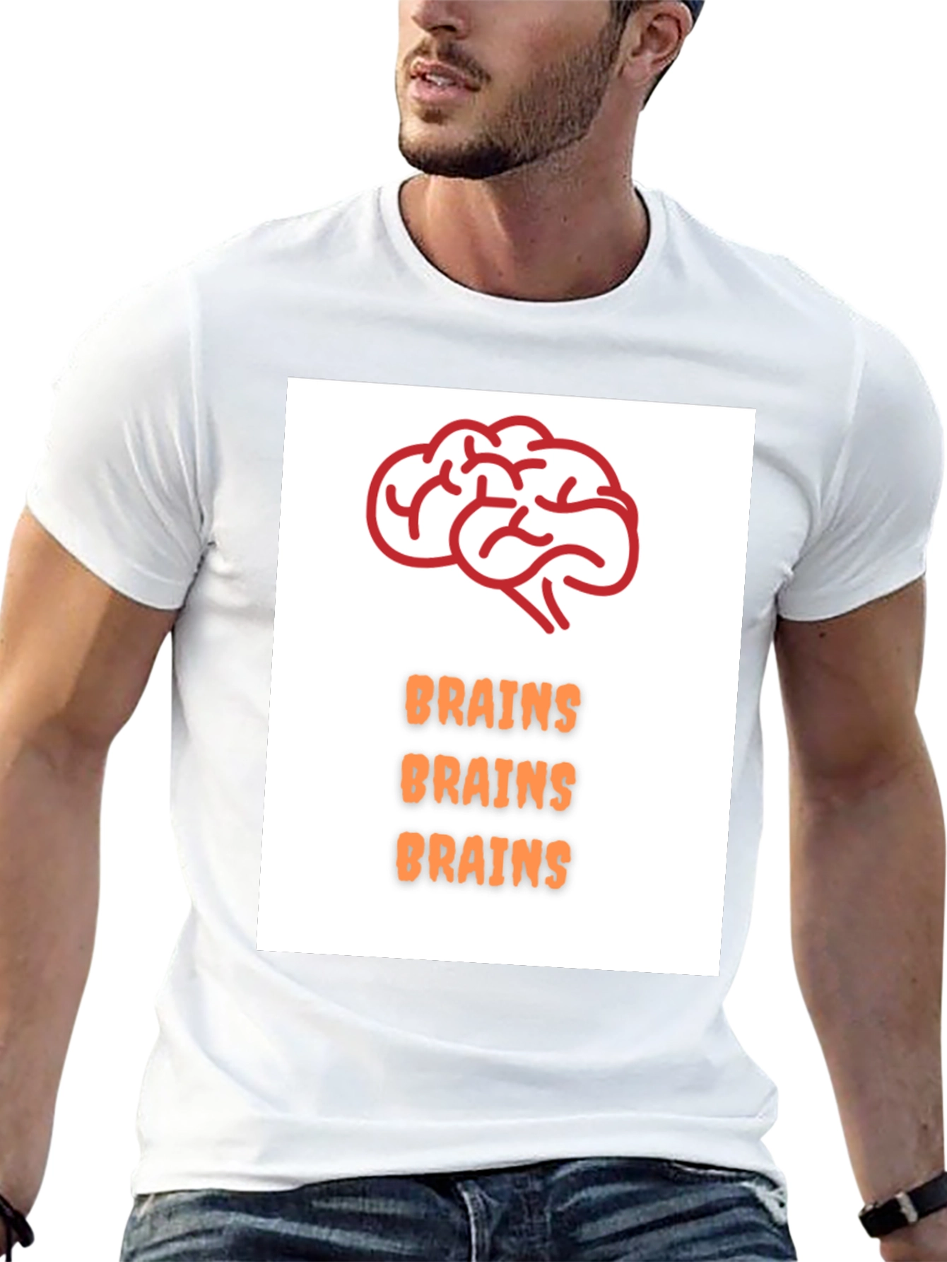 Brains T-Shirt - Black Crew Neck Tee