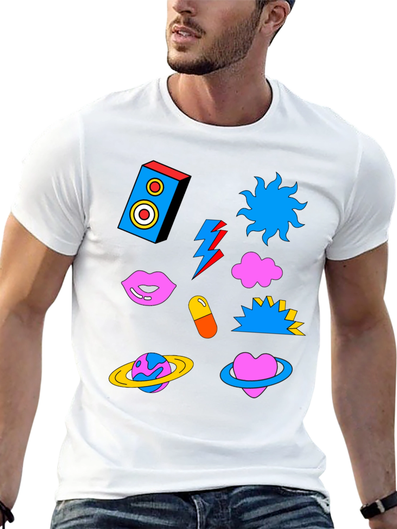 Funky Graphic Print Crew Neck T-Shirt