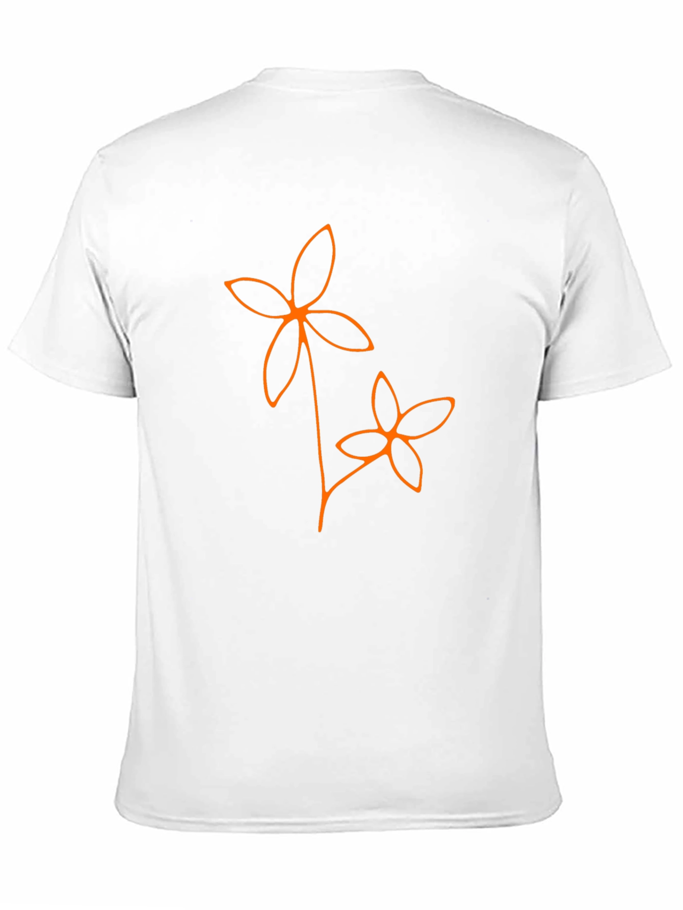 Floral Line Art T-Shirt - Casual Black Tee