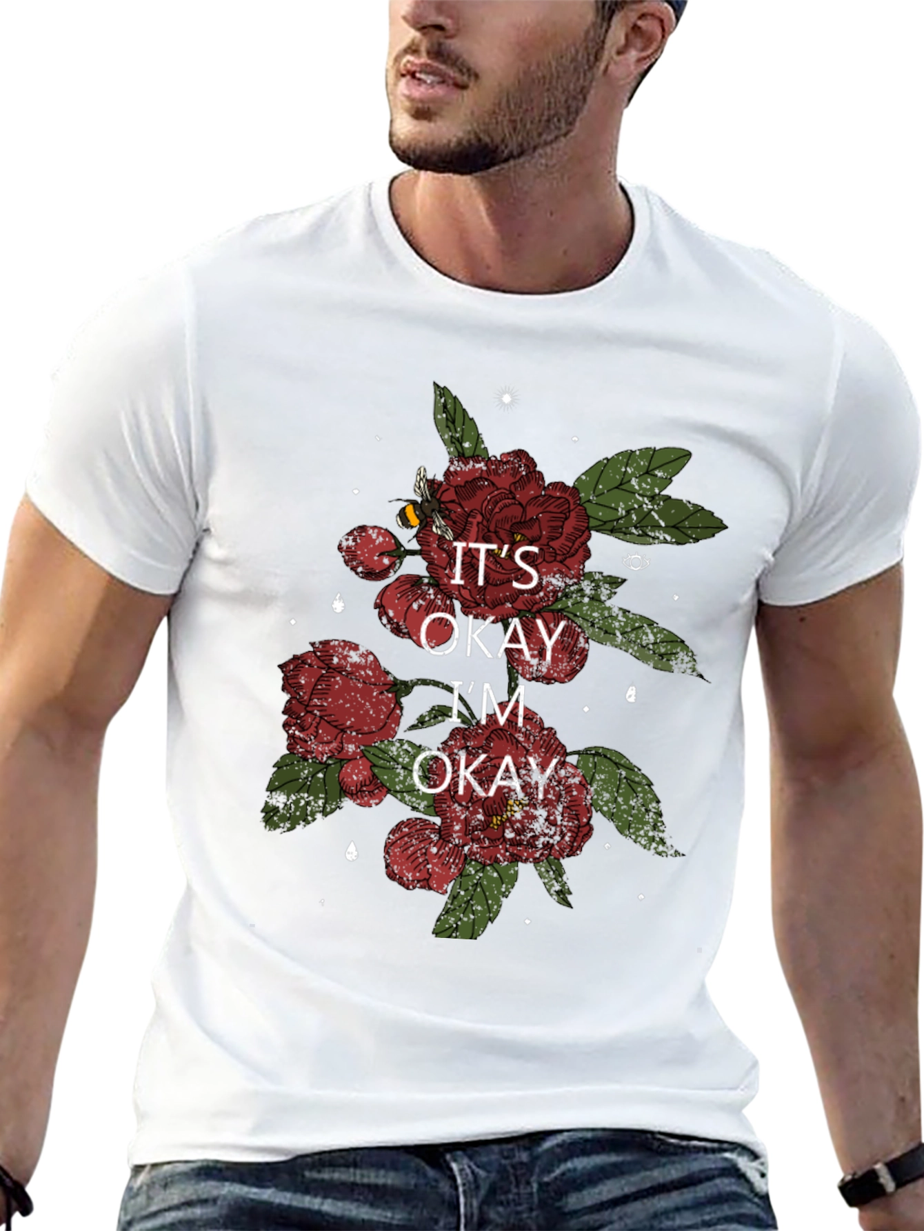 Its Okay Im Okay Flower Graphic Tee
