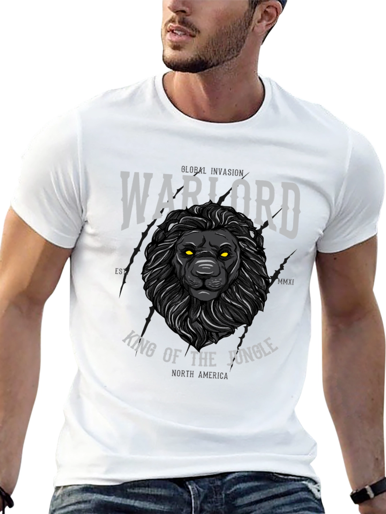 Warlord Lion Graphic Print T-Shirt
