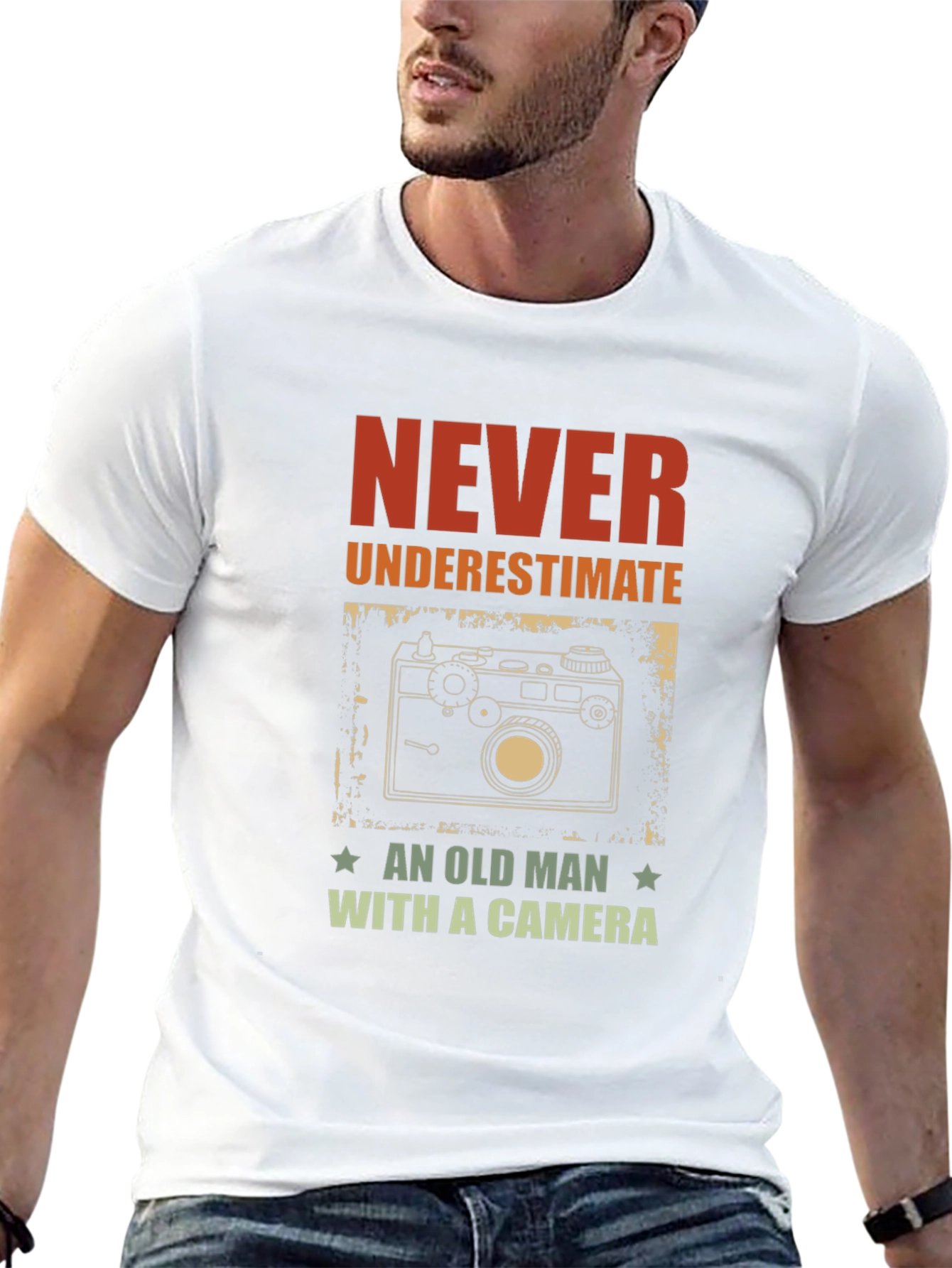 Never Underestimate an Old Man with a Camera T-Shirt