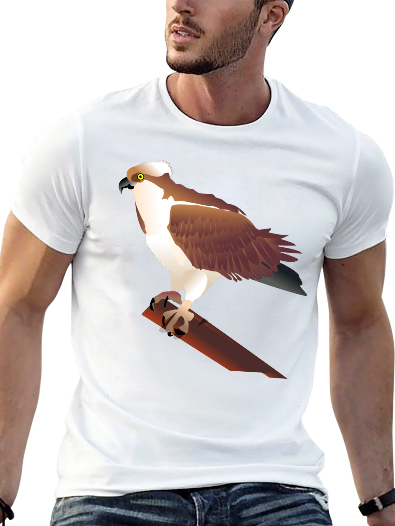 Osprey Bird Graphic Print Black T-Shirt