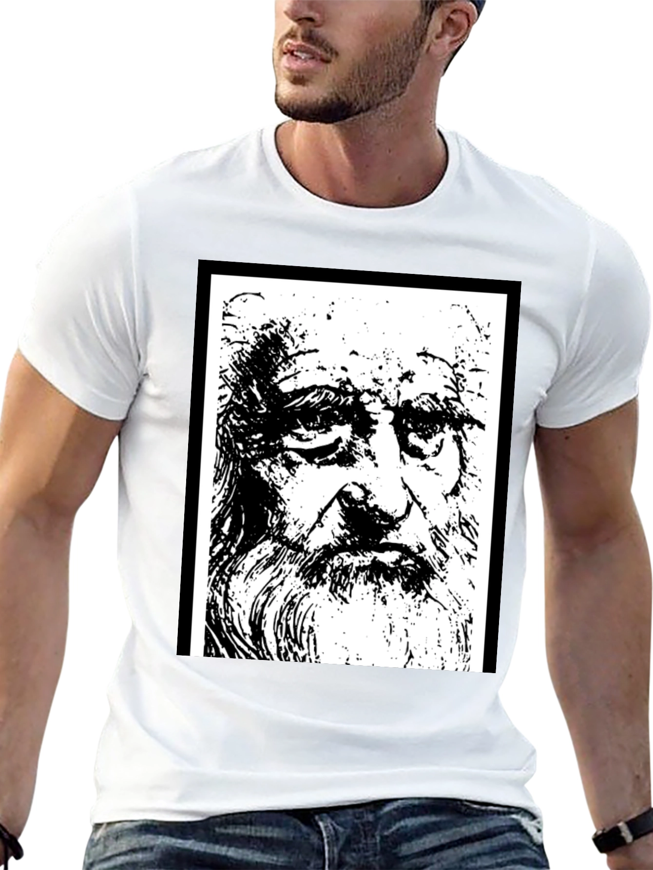 Da Vinci Sketch Tee - Artistic Black T-Shirt