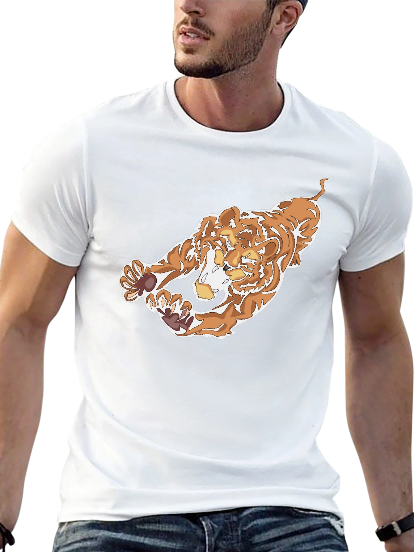 Black T-Shirt with Bold Tiger Graphic