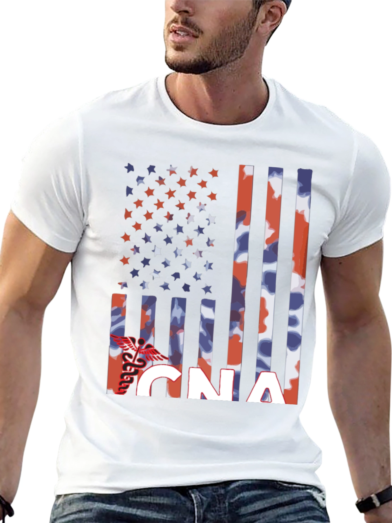 CNA American Flag T-Shirt - Patriotic Nurse Assistant Tee