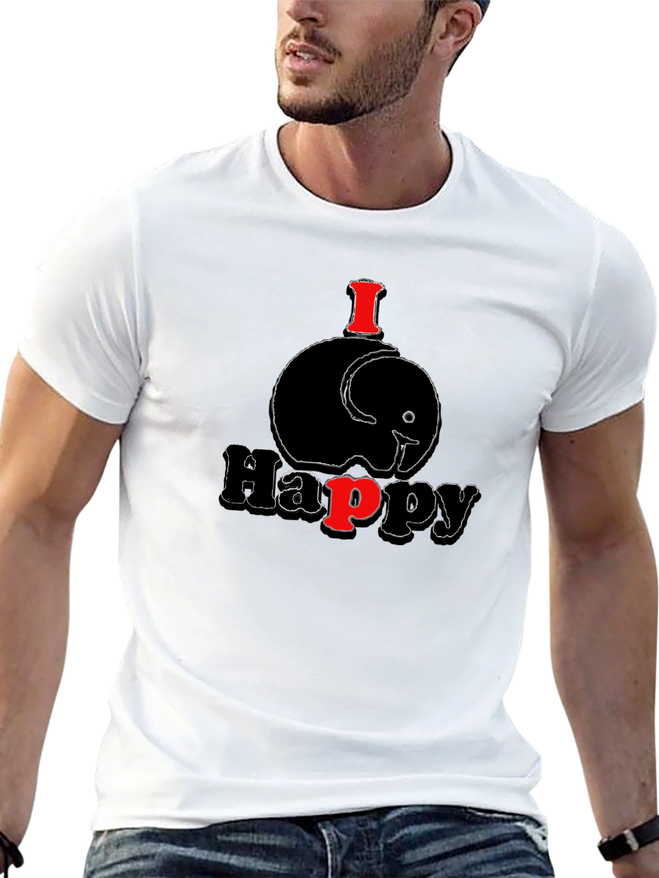 I Elephant Happy Mens T-Shirt